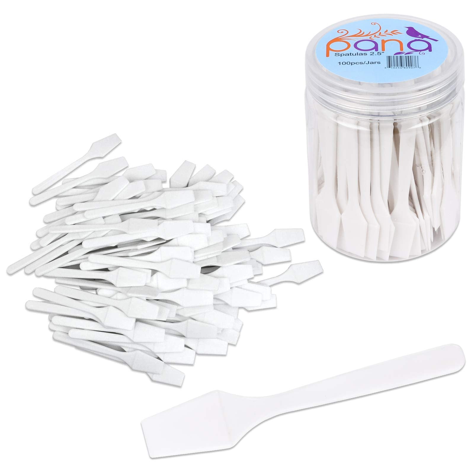 100Pcs Pana Brand Cosmetic Make Up Disposable Plastic 2.5'' Spatulas Skin Care Facial Cream Mask Spatula (100 Pieces In A Contai