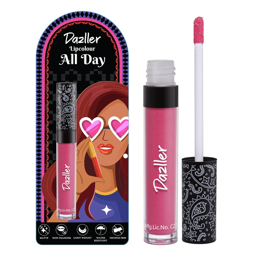 Dazller All Day Lipcolour|Moisturizing Kokum Butter|NonTransfer & SmudgeProof|8Hr Stay|Matte Liquid Lipstick For Women|Dlc019 