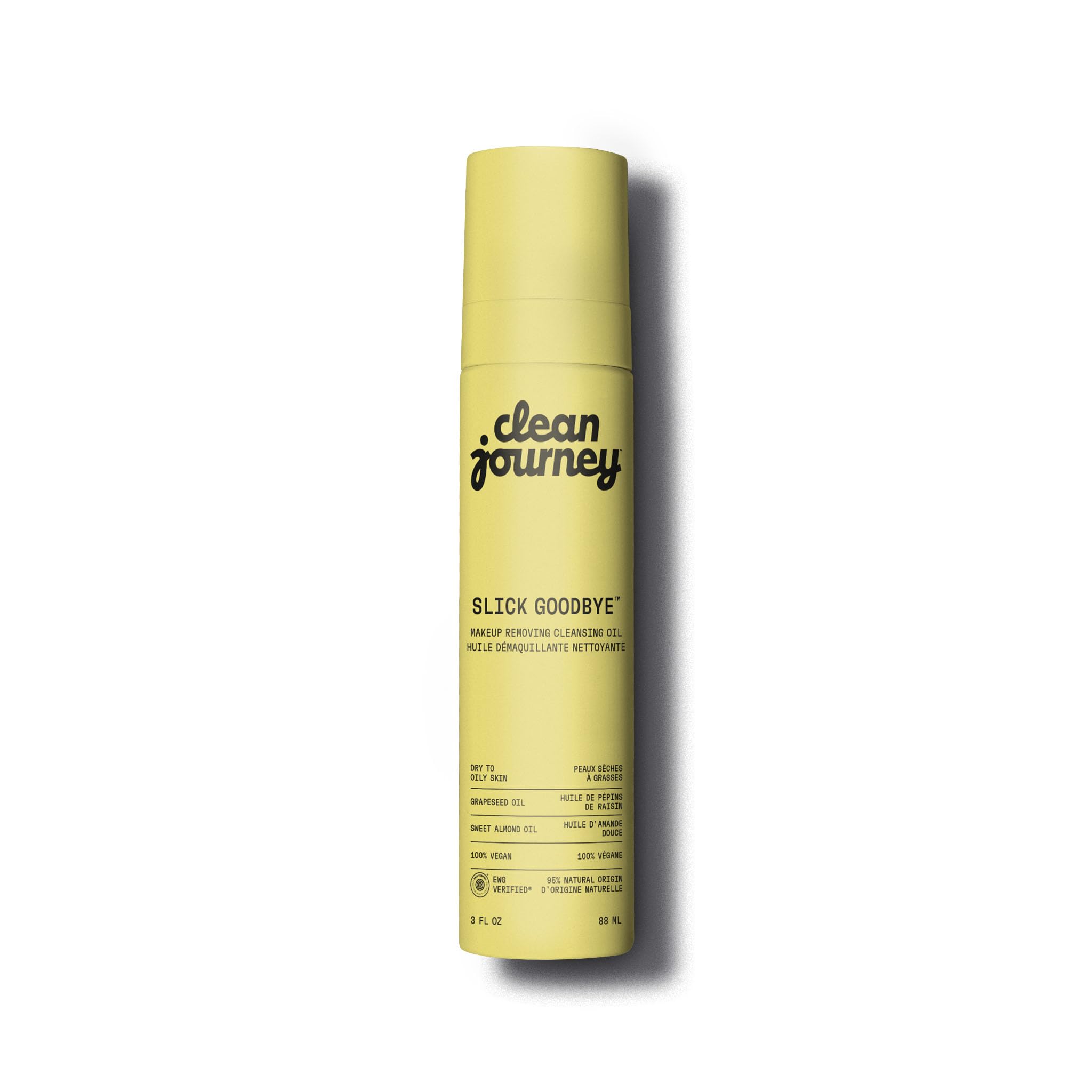 cleanjourney Cleansing Oil For Face, Makeup Remover, Cleanses Without Clogging Pores, Dry to Oily Skin Types, EWG Verified, Frag