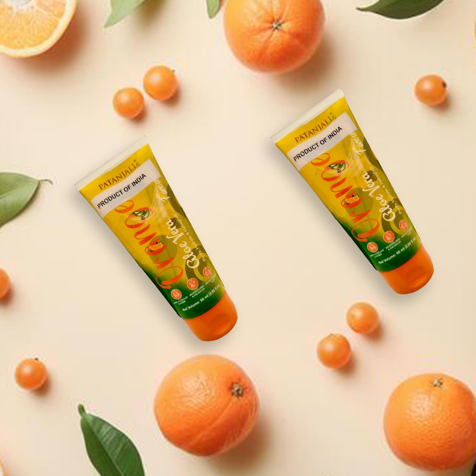 Patanjali Face Wash - Orange And Aloevera, 60g / 2.02 fl oz - (Pack of 3)