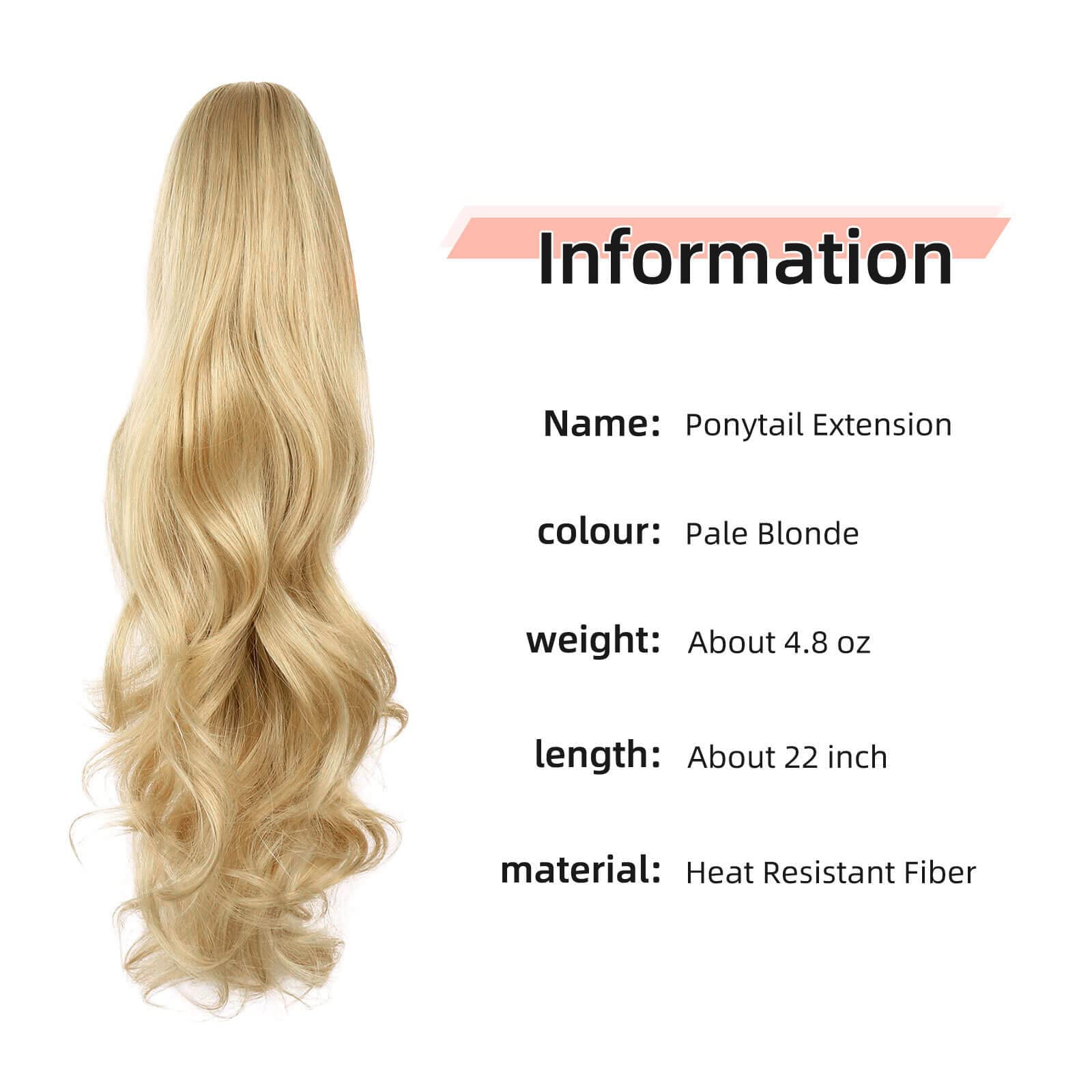 Heweicsy Ponytail Extension,Hair Extension Ponytail 22'' Long Claw Hair Extension Synthetic Curly Wavy Hairpieces Ponytail Clip