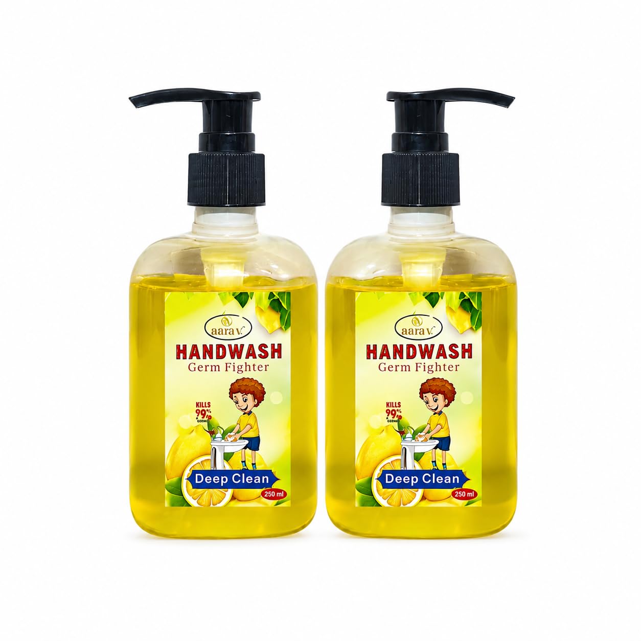 Aarav Germ Fighter Liquid Hand Wash Soap 500Ml Pack Of 2 | Antibacterial Handwash For Germ Protection | Deep Clean Moisturizing 