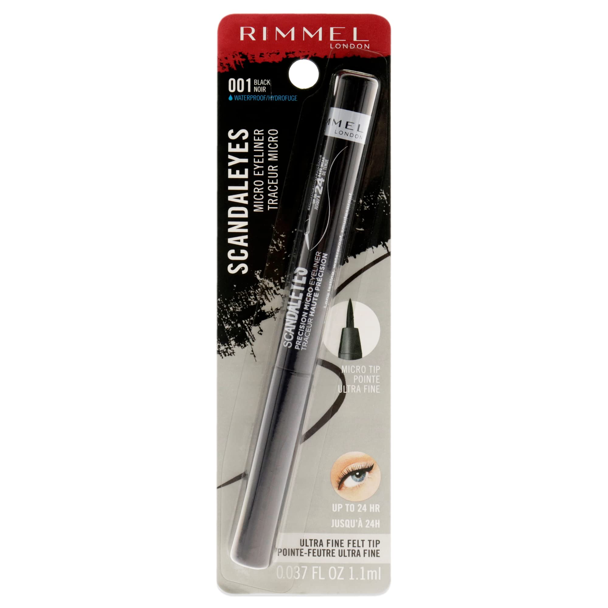 Rimmel London Scandaleyes Micro Eyeliner, Waterproof, Long-Wearing, Smudge-Proof, 001, Black, 0.04Oz