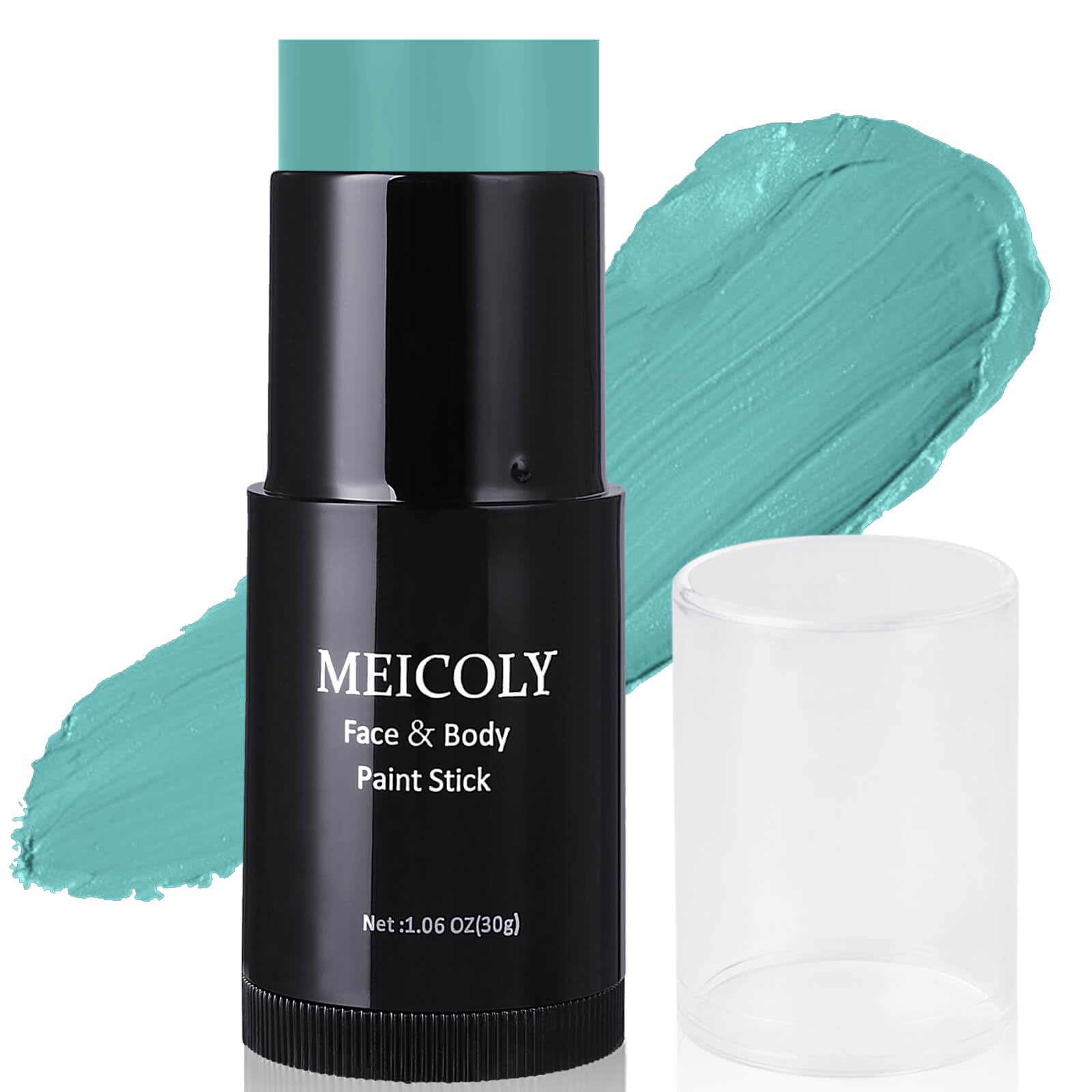 Meicoly Teal Face Body Paint Stick(1.06 Oz),Cream Blendable Full Body Paint Stick,Peacock Face Paint,Sweatproof Waterproof Face