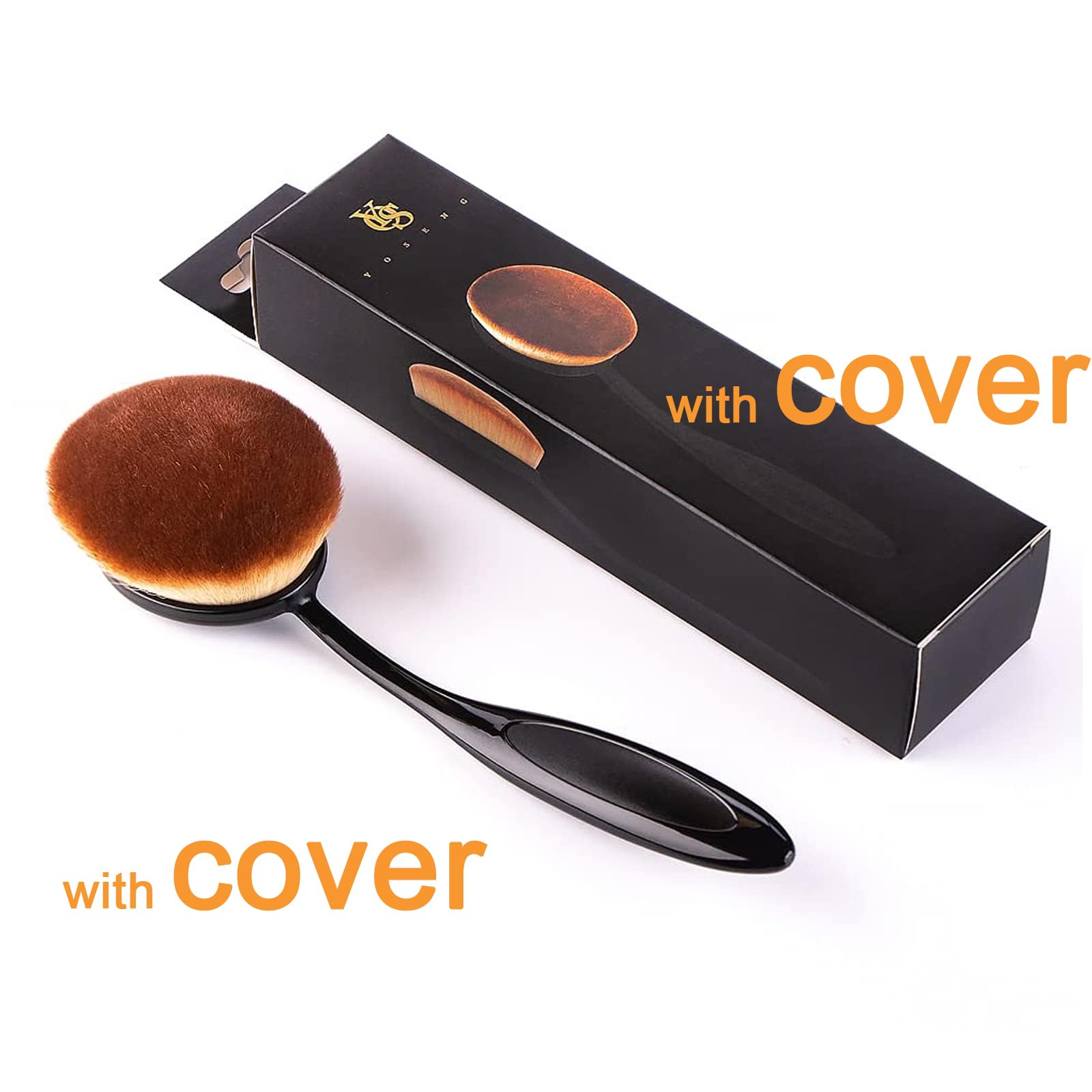 Yoseng Oval Foundation Brush With Cover, Large Toothbrush Makeup Brushes Fast Flawless Application Liquid Cream Powder Foundatio