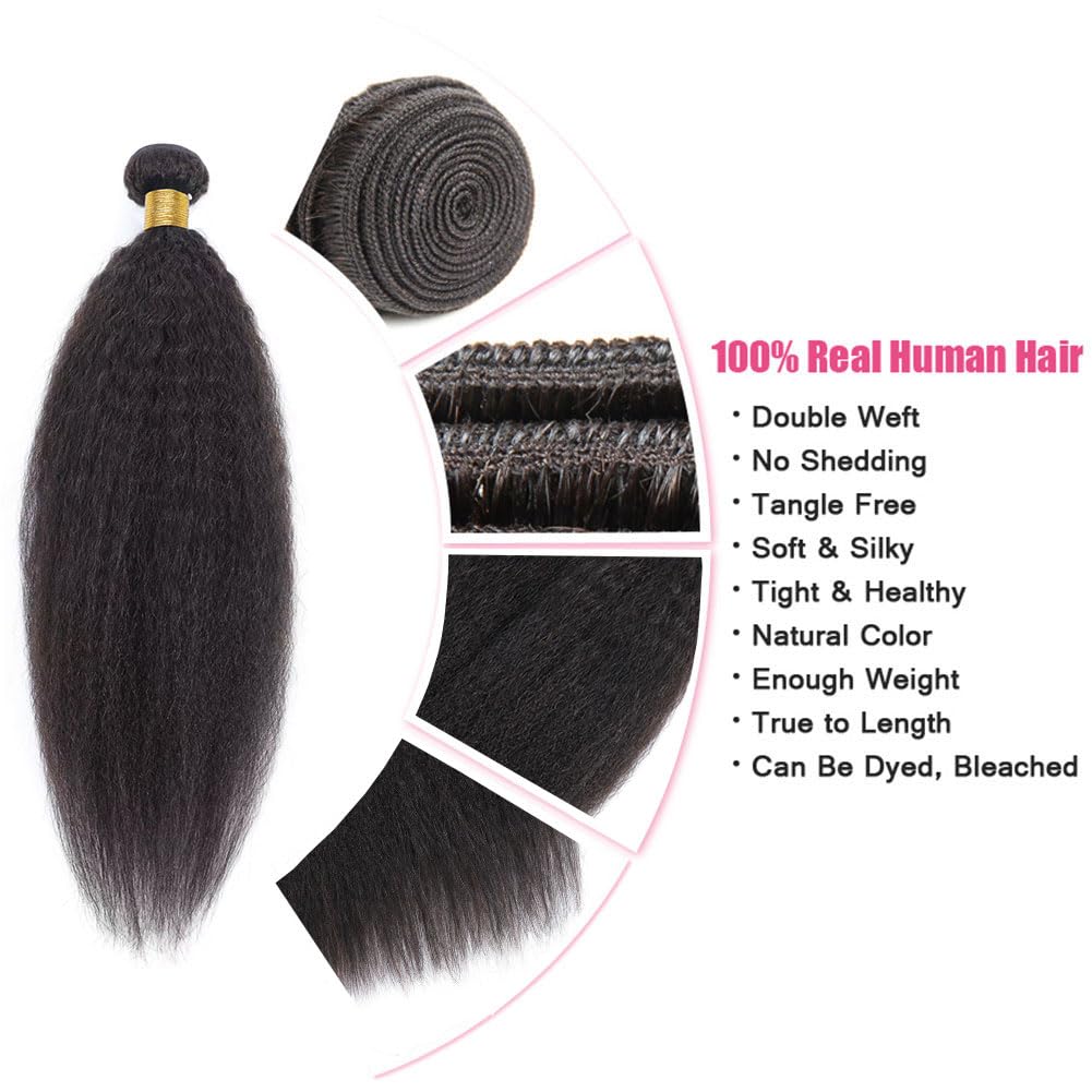 Kinky Straight Human Hair Bundles Yaki Human Hair Extensions 1 Bundles Unprocessed Brazilian Virgin Kinky Straight Human Hair Fo