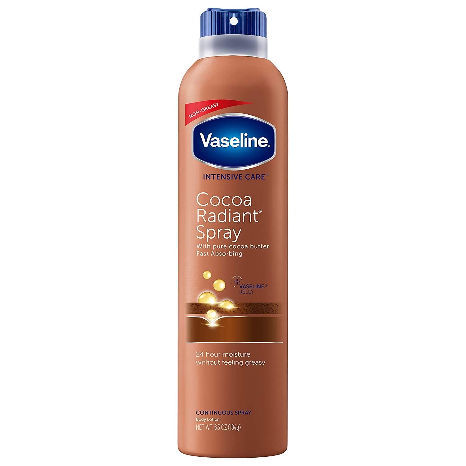 Vaseline Spray & Go Moisturizer, Cocoa Radiant, 6.5 Oz