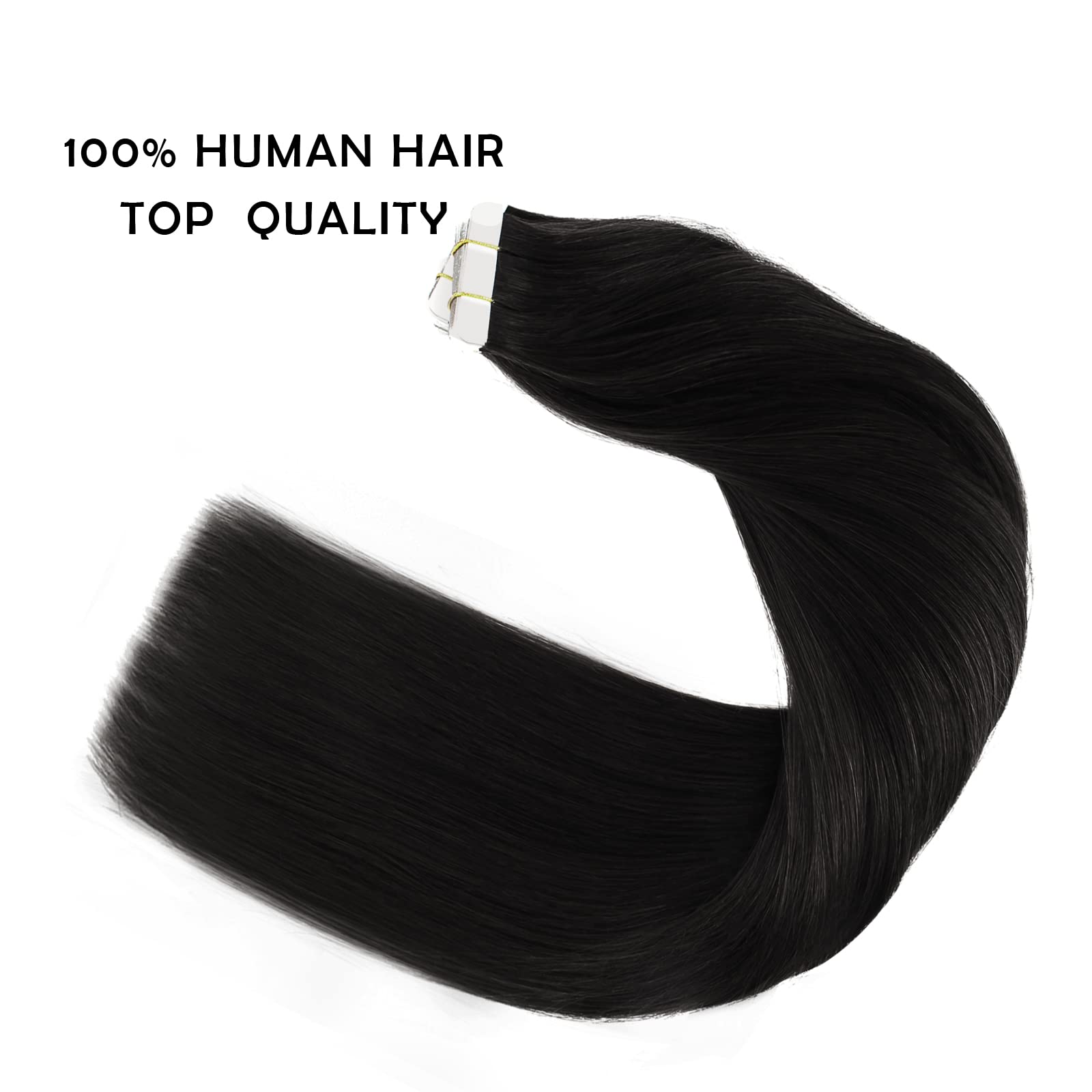 Sassina 20 Inch Remy Tape In Human Hair Extensions 50 Gram Invisible Seamless Skin Natural Tape In Human Hair 20 Pcs Jet Black H