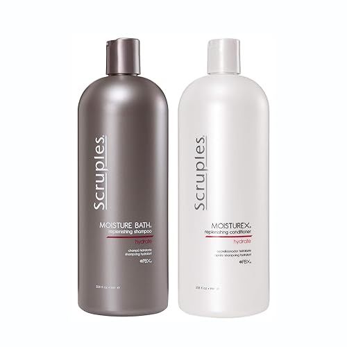 Scruples Moisture Bath Shampoo & Moisturex Conditioner Set - Nourishing & Moisturizing Duo For Dry, Frizzy Hair Repair (33.8 Oz)