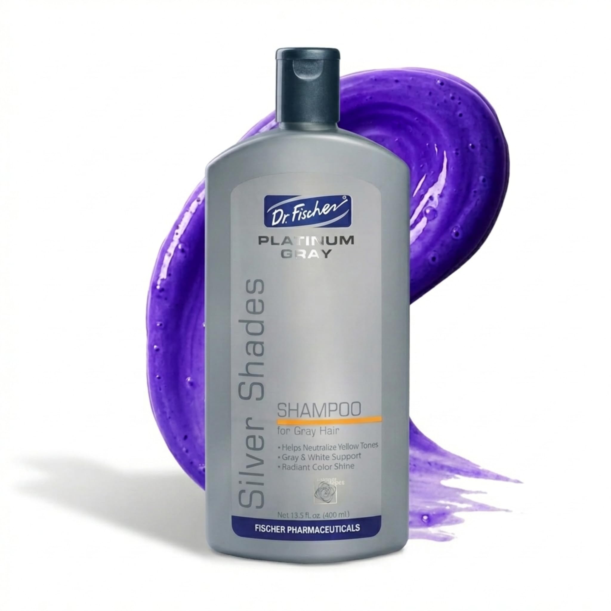 Dr. Fischer Gray Hair Shampoo. Volumizing and Clarifying for Silver Hair, Blonde Hair, Thinning, Colored & Brassy Yellow Tones.