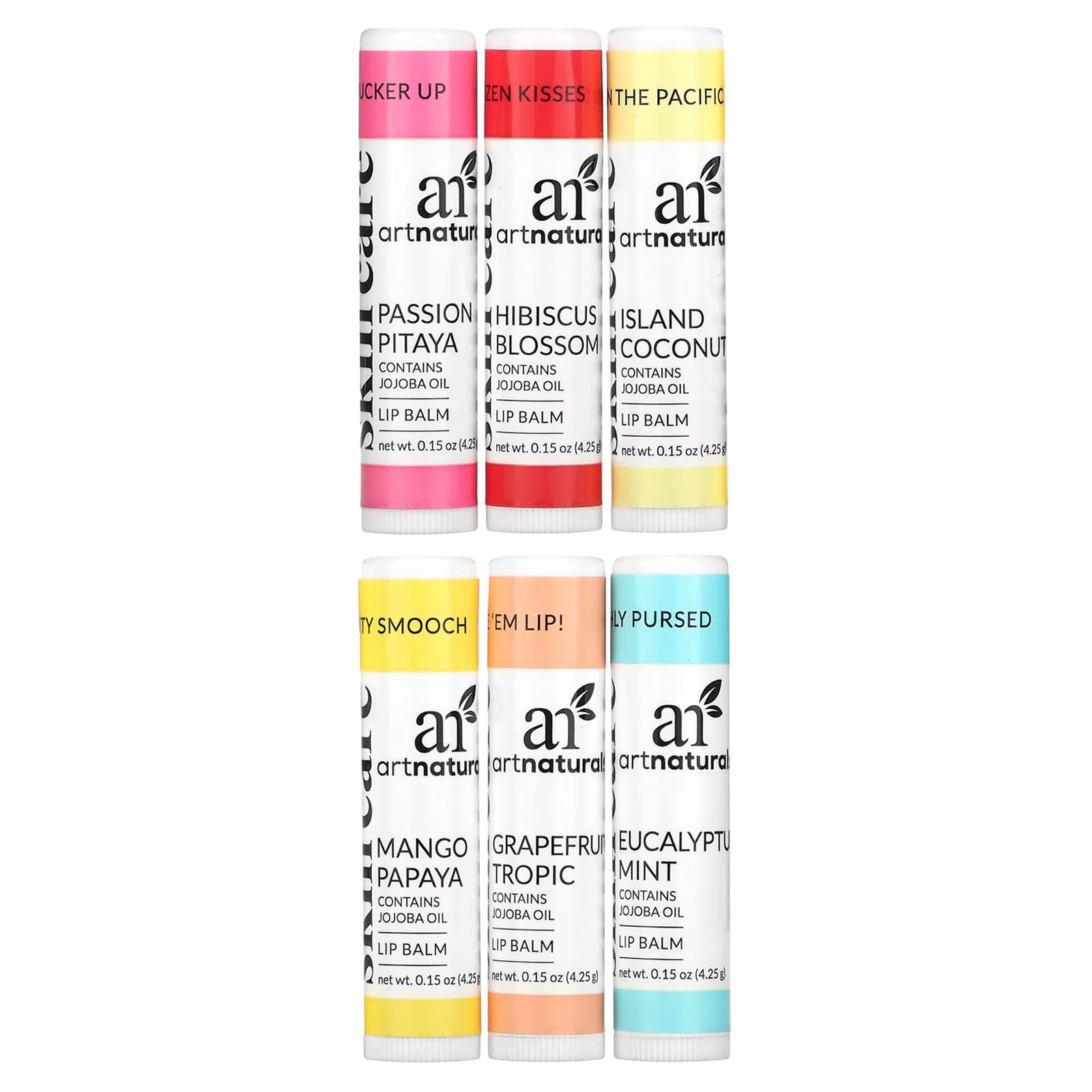 Artnaturals Organic Beeswax Lip Balm Gift Set - Assorted Flavors With Aloe, Coconut & Jojoba Oils