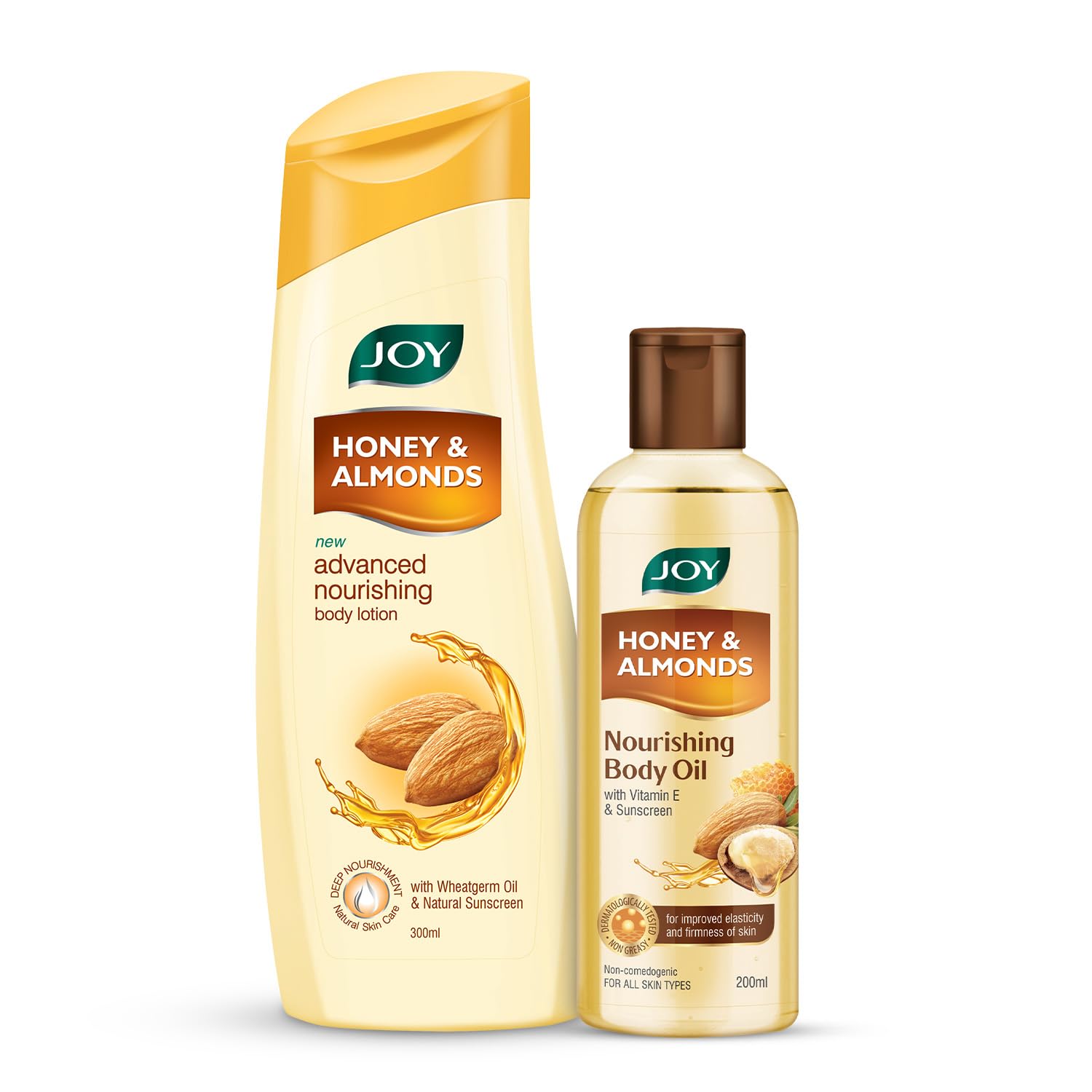 Joy Honey Almond Body Care Combo With Lotion (300Ml) & Oil (200Ml) For Complete Skin Nourishment | Pre & Post Shower Moisturizin