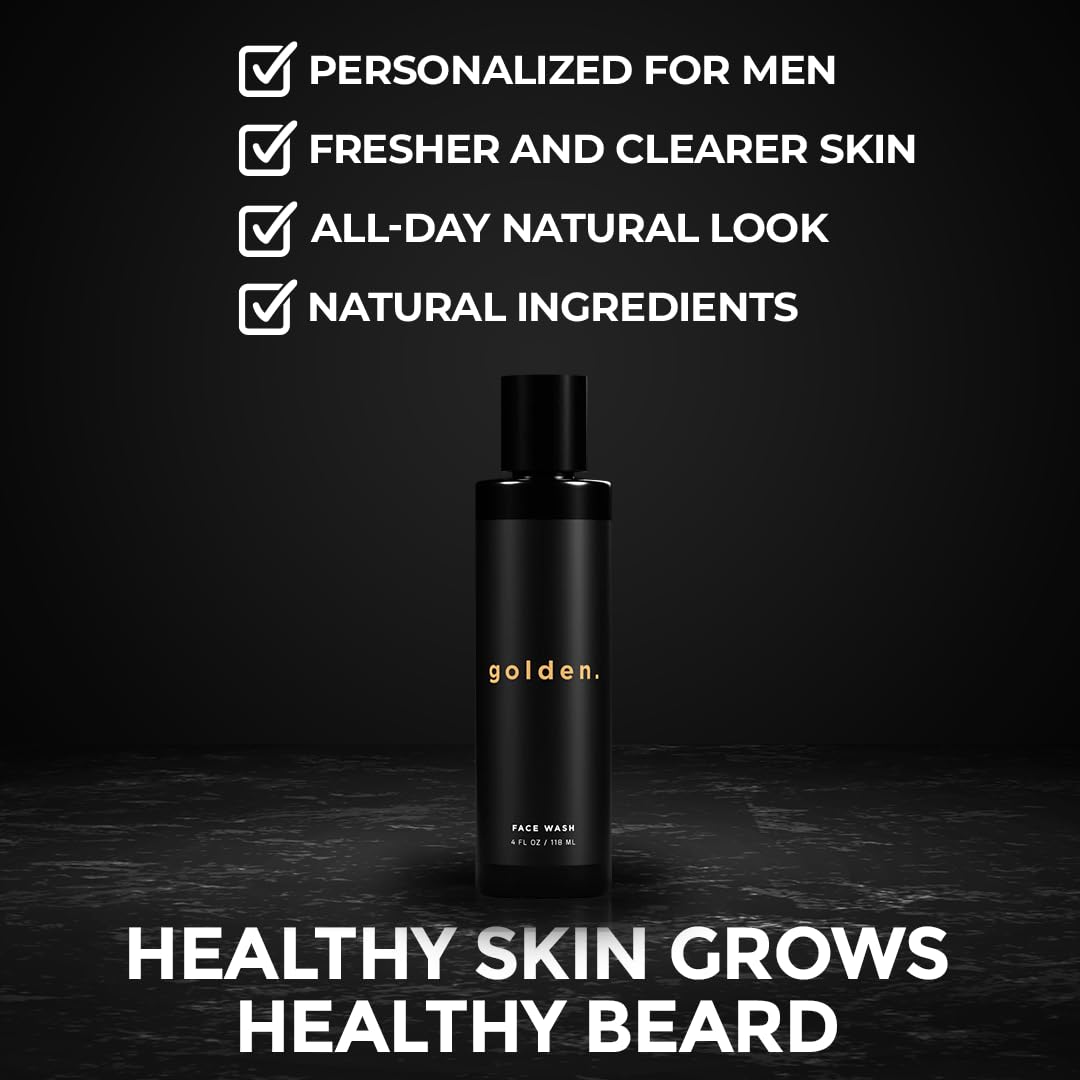 Golden Grooming Co. Men's Face Wash | Aloe Vera & Vitamin E | Natural Facial Cleanser for Sensitive & Oily Skin | Deep Cleansing