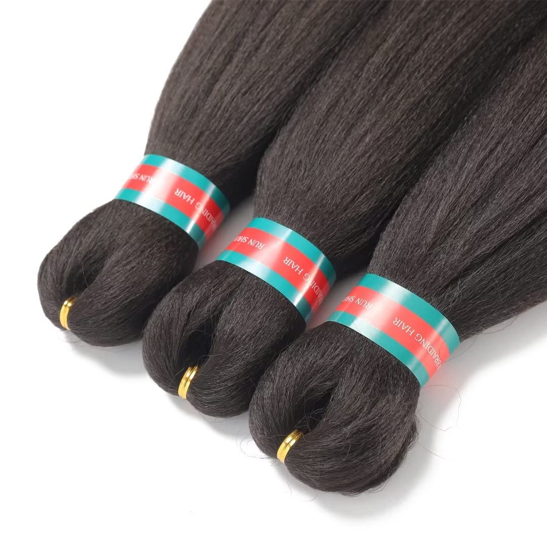 Run Shui 8 Packs Braiding Hair,24 Inch Yaki Texture Braiding Hair Pre Stretched,Knekalon Braid Hair Extensions, Hot Water Settin