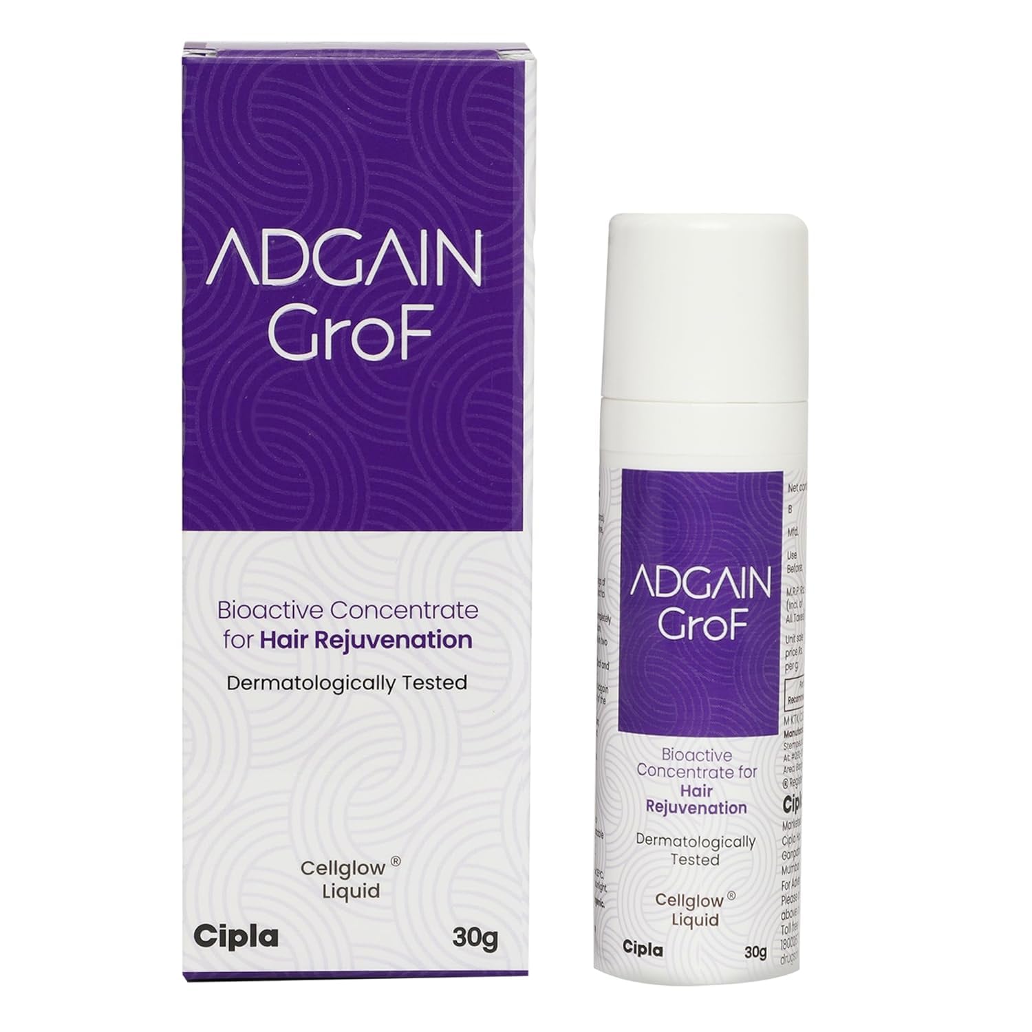 Cipla Adgain Grof Hair Serum | Bioactive Concentrate For Hair Rejuvenation | Dermatologically Tested  30G