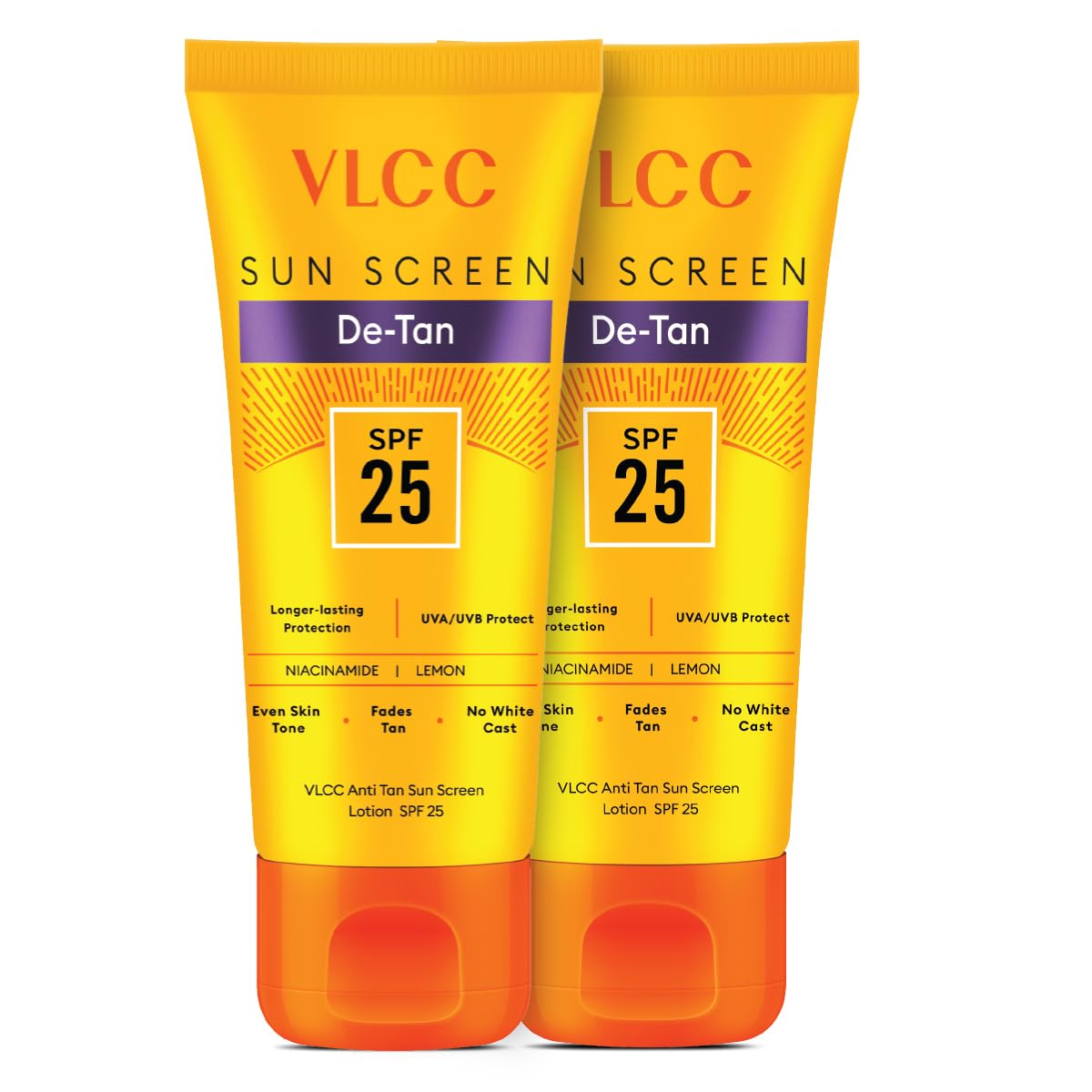 VLCC De  Tan Sun Screen Lotion  SPF 25150ml X 2 | Buy One Get One (300ml) | Helps in Protection Against Sun Damage | With Nia