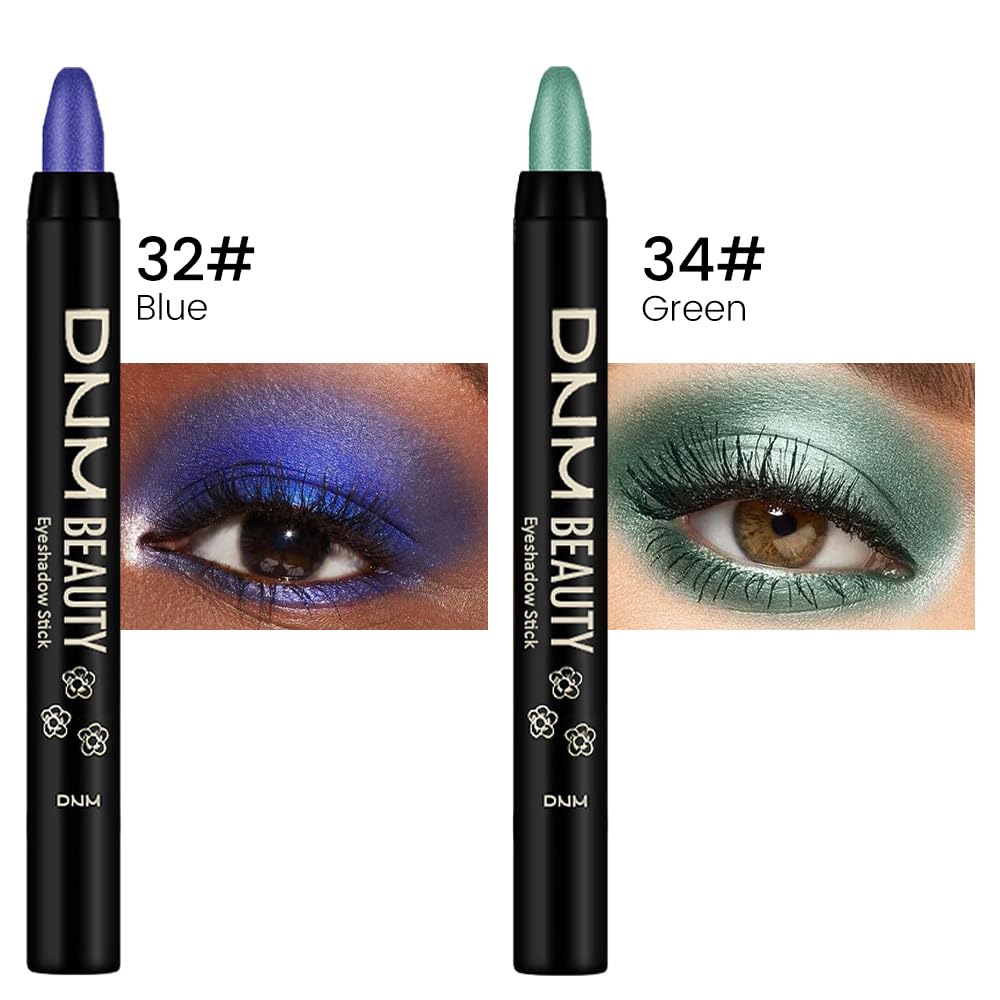 Kaely 2Pcs Cream Eyeshadow Sticks Set For Eyes Waterproof,Blue Shimmer & Green Shimmer Matte Eye Shadow Stick Pencil Pen Bulk So