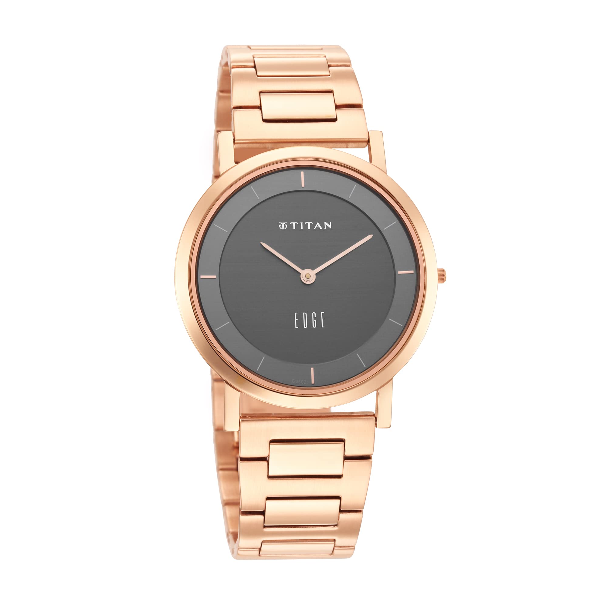 Titan Edge Anthracite Dial Rose Gold Strap Watch 1595Wm01