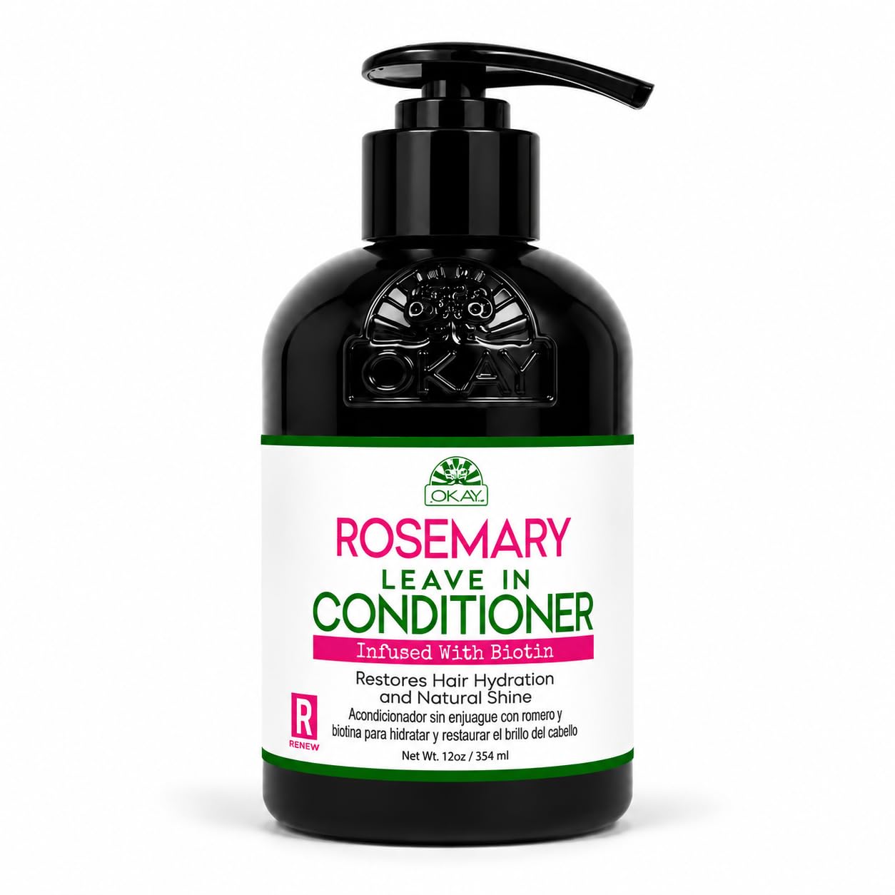 OKAY Rosemary Leave In Conditioner with Biotin 12 oz  Moisturizing Hair Growth LeaveIn Treatment for Dry Damaged Hair, Detangl