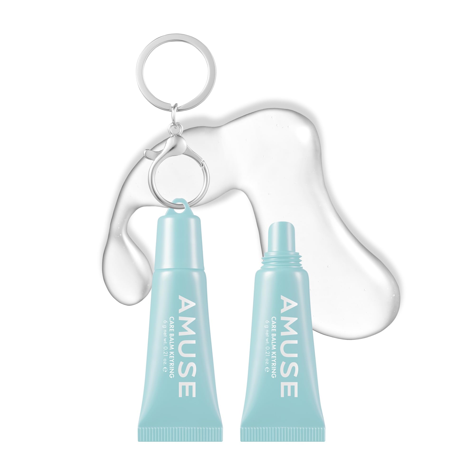 AMUSE SEOUL Care Lip Balm Keyring (01 RICE) - Moisturizing Clear Lip Balm Keychain, Hydrating Lip Gloss, Soothing Lip Care, Glos