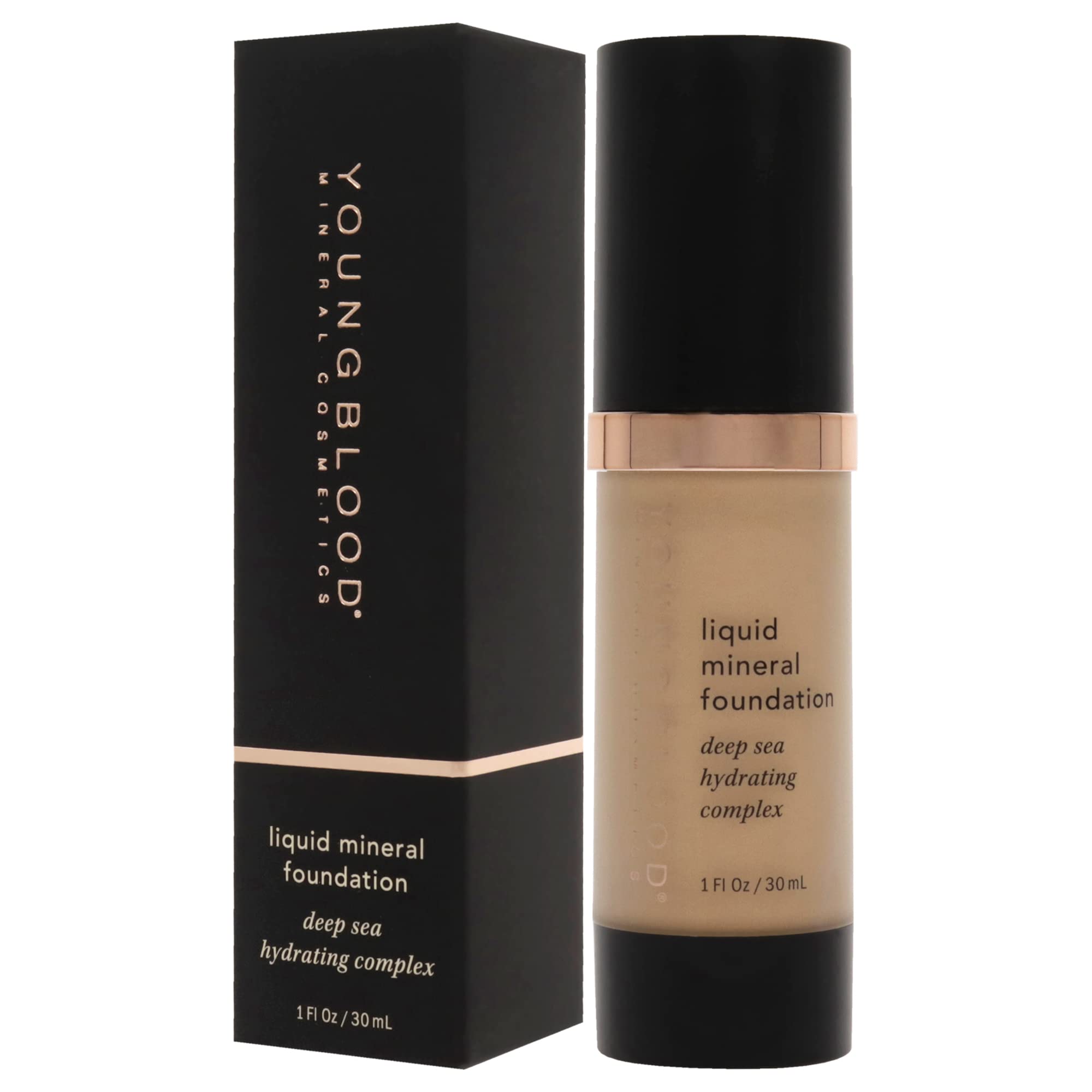 Youngblood Liquid Mineral Foundation, Sun Kissed | Lightweight, Dewy Full Coverage Makeup for Dry Skin | Poreless, Flawless Tint