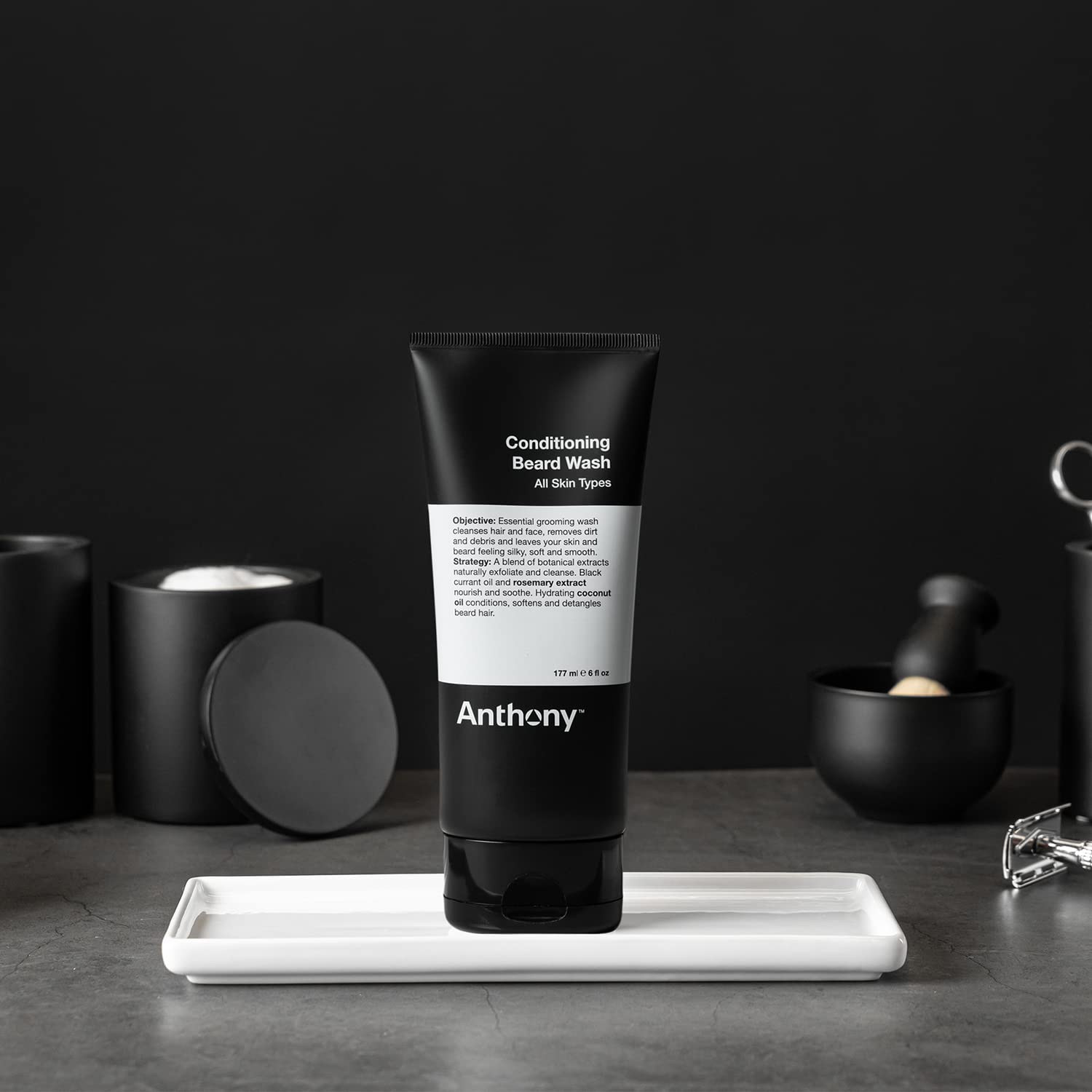 Anthony Conditioning Beard Wash, 6 Fl Oz, Contains Botanical And Rosemary Extracts, Black Currant And Coconut Oils, Cleanses, Hy