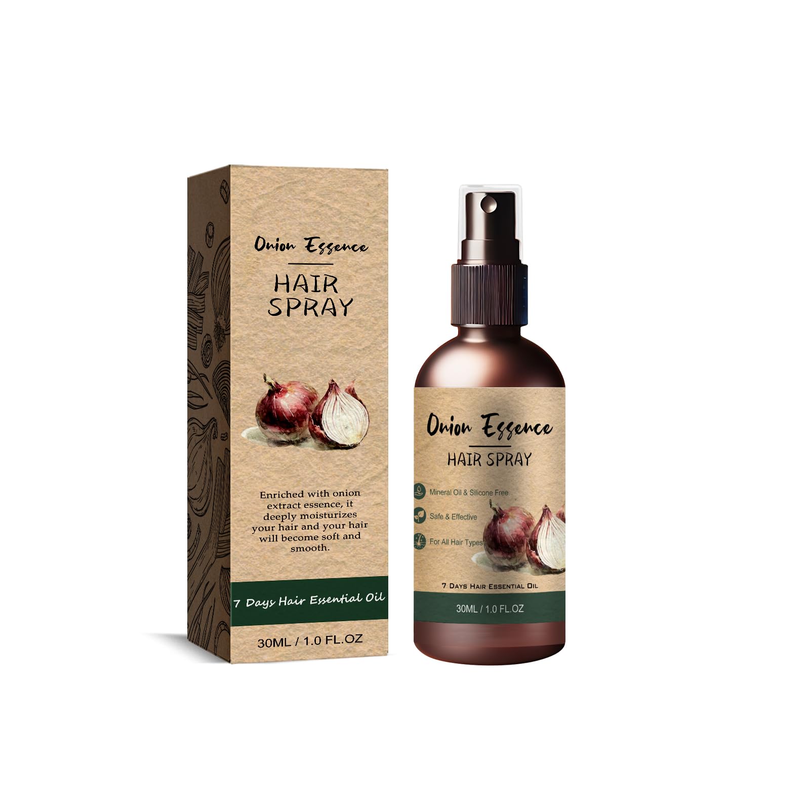 Herbs Wealth Onion Essence Hair Spray with Essential Oils, Nourishing LeaveIn Hair & Scalp Treatment, 30ml