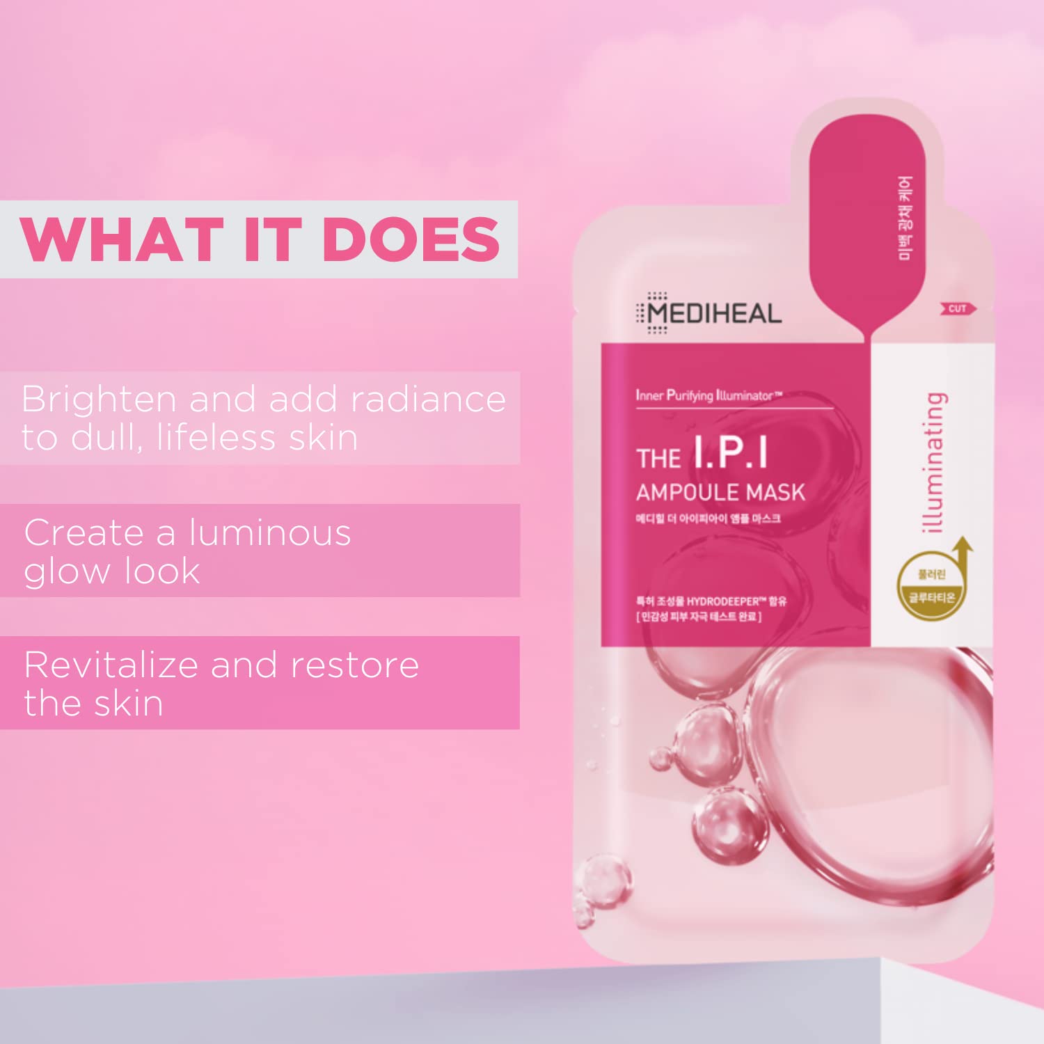 Mediheal Official Best No.1 Korean Sheet Mask - Ipi Ampoule Face Mask 10 Sheets For Brightening Radiant For Dull Skin With Niaci