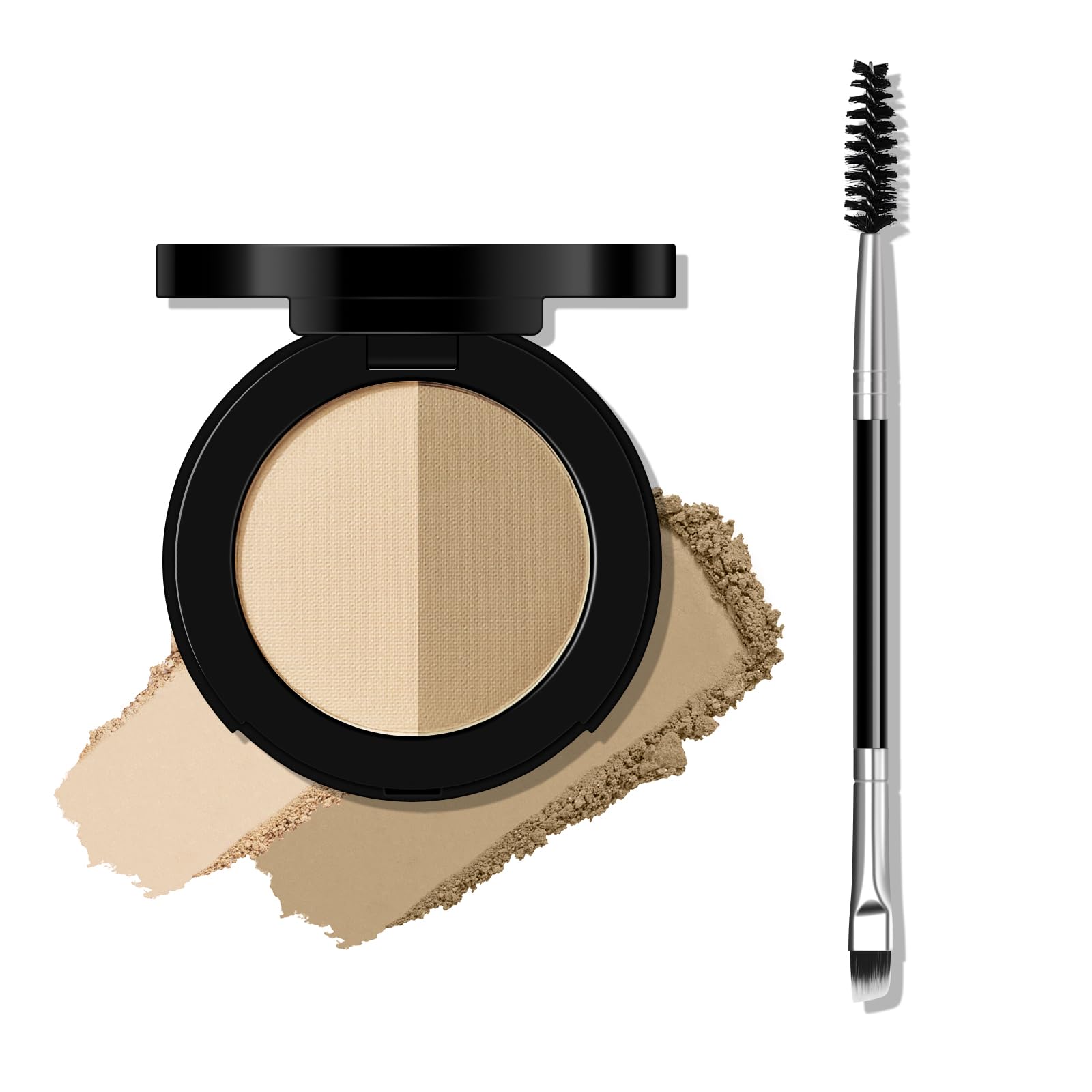 KYDA 2 Colors Eyebrow Powder Duo, Eyebrow Palette Makeup for Full Defined Natural Brows, Light Brown Eye Brow Powder for Women w