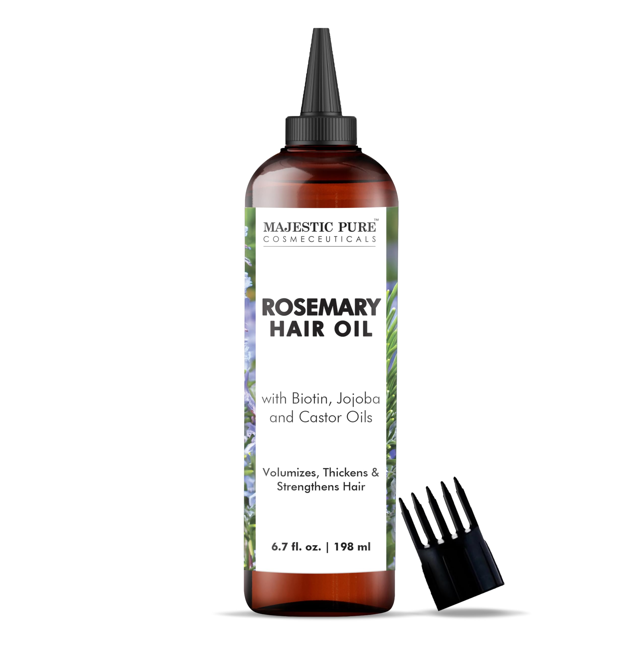 Majestic Pure 100% Pure Rosemary Oil For Hair Growth (6.7 fl oz) Infused With Biotin | Hair Strenghtening Treatment | Nourishing