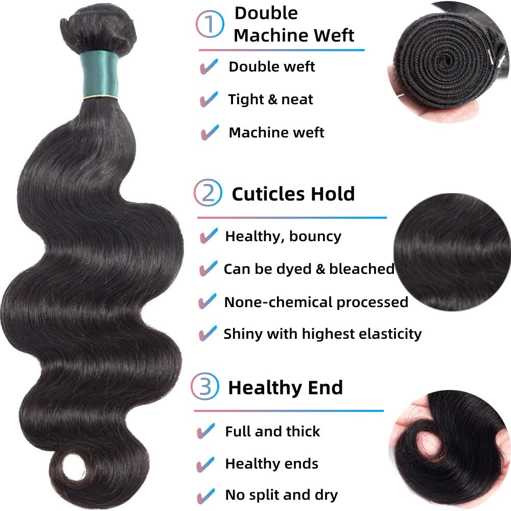 Superfect Human Hair Bundles 20 22 24 Inch Body Wave Bundles Human Hair 12A 100% Unprocessed Brazilian Virgin Hair Weave 3 Bundl