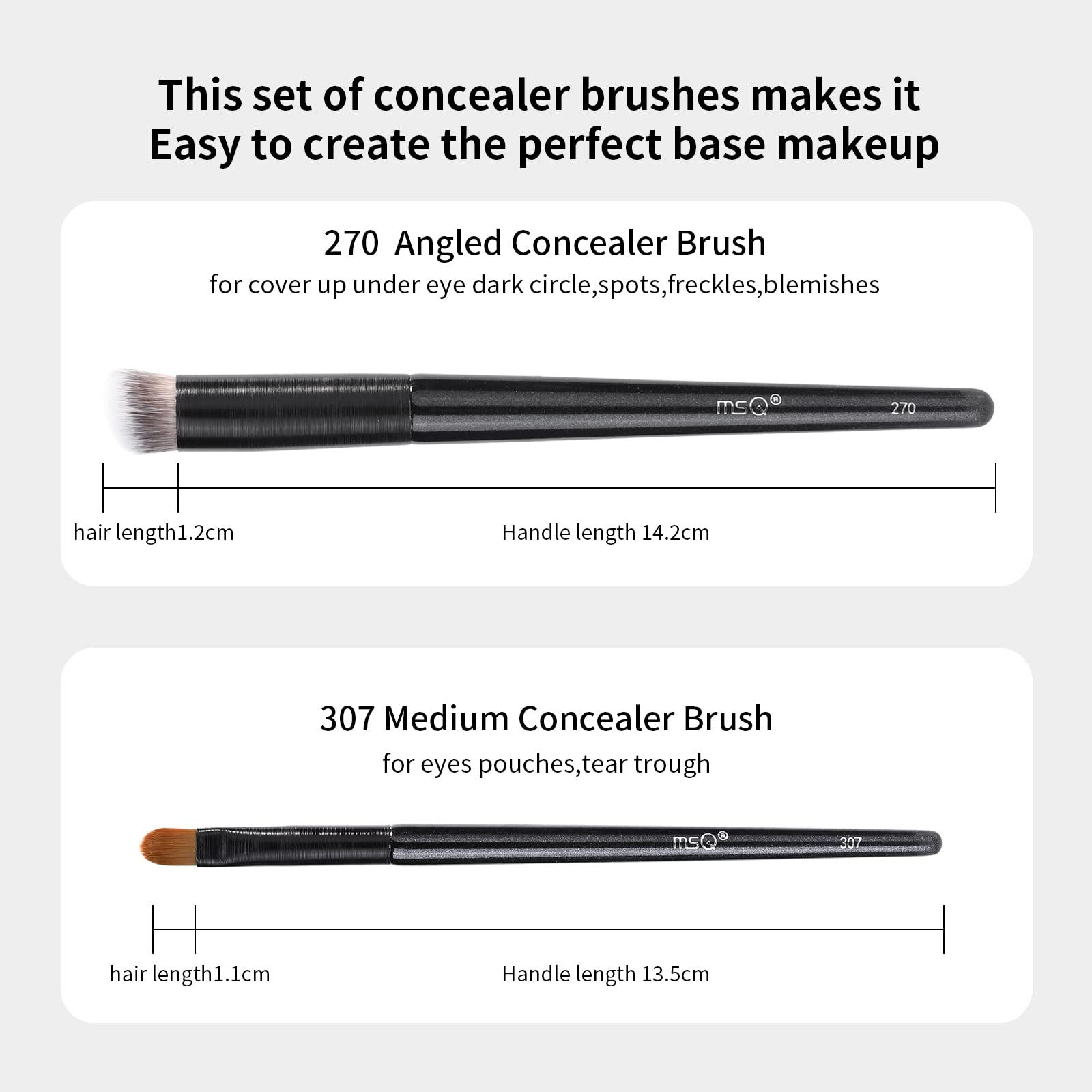 Msq 2Pcs Concealer Brush Angled Top Concealer Makeup Brush Under Eye Mini Angled Brush Nose Contour Brush Small Makeup Foundatio
