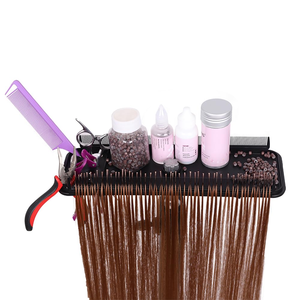 AIHOPESTO Hair Extension Holder Hair Extension Hanger Braiding Hair Rack Hair Extension Tool Double-Side Teeth Extension Display