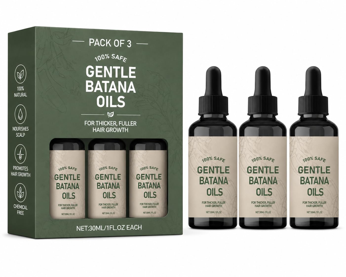 Herbs Wealth Gentle Batana Oils Hair Growth Oil, Deep Nourishing Serum with Jojoba Seed Oil, for Thicker Fuller Hair, 1 fl oz, 