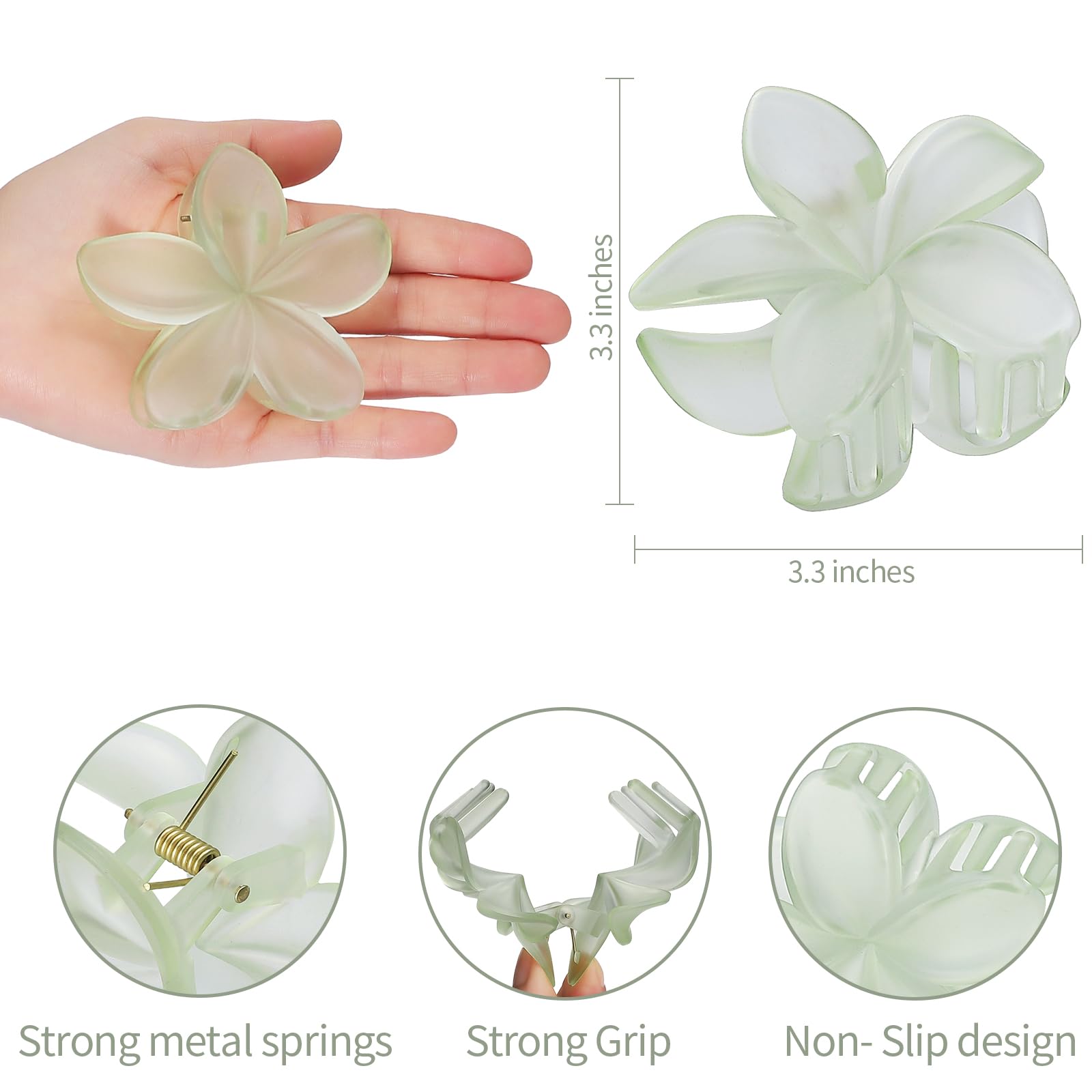 Sisiaipu Hawaiian Flower Hair Clips For Women 6 Pack Flower Hair Claw Clips Plumeria Claw Clips For Thin Hair Large Claw Clips F