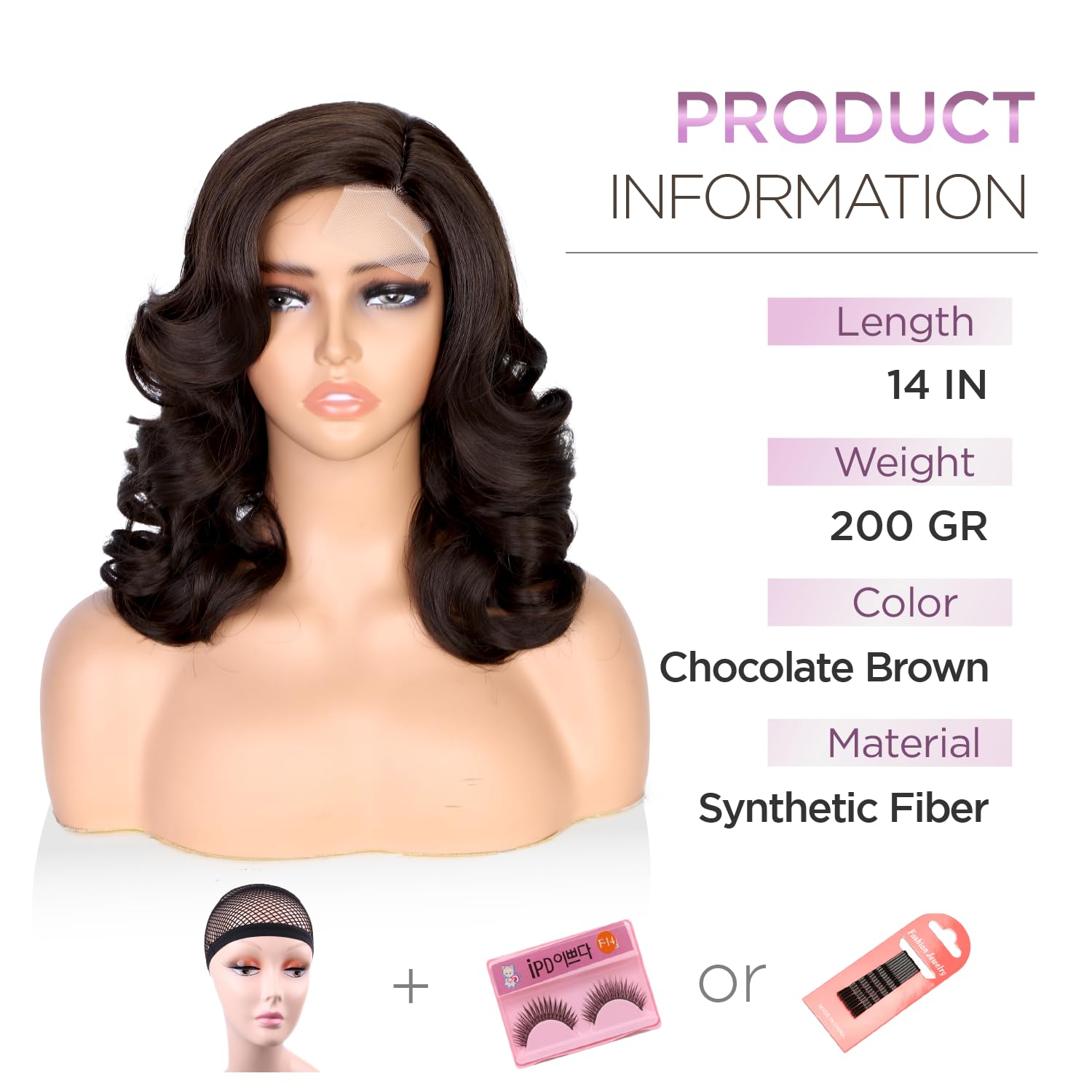 Wiger Short Wavy Wigs For Women Chocolate Brown Loose Wave Bob Hair Wig 14 Inch Side Part Shoulder Length Glueless Lace Part Hai
