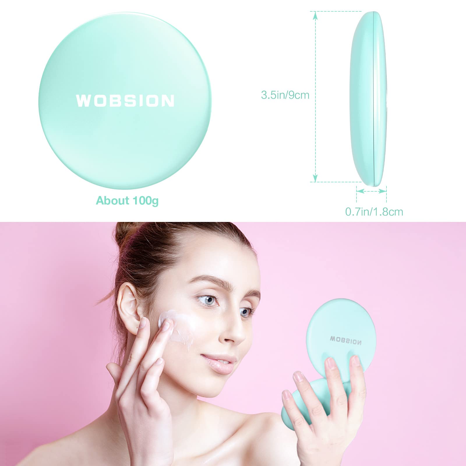 Wobsion Led Compact Mirror, Rechargeable 1X/10X Magnification Compact Mirror, Dimmable Small Travel Makeup Mirror,Pocket Mirror