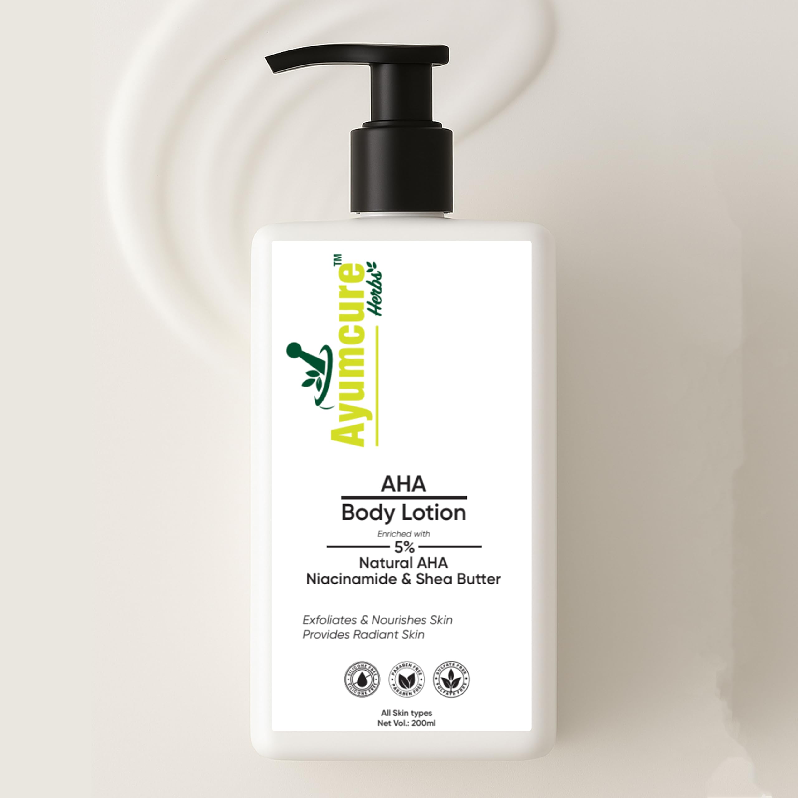 Ayumcure Aha Body Lotion With 5% Natural Aha, Niacinamide & Shea Butter | Exfoliates Dead Skin Cells, Deeply Nourishes & Brighte