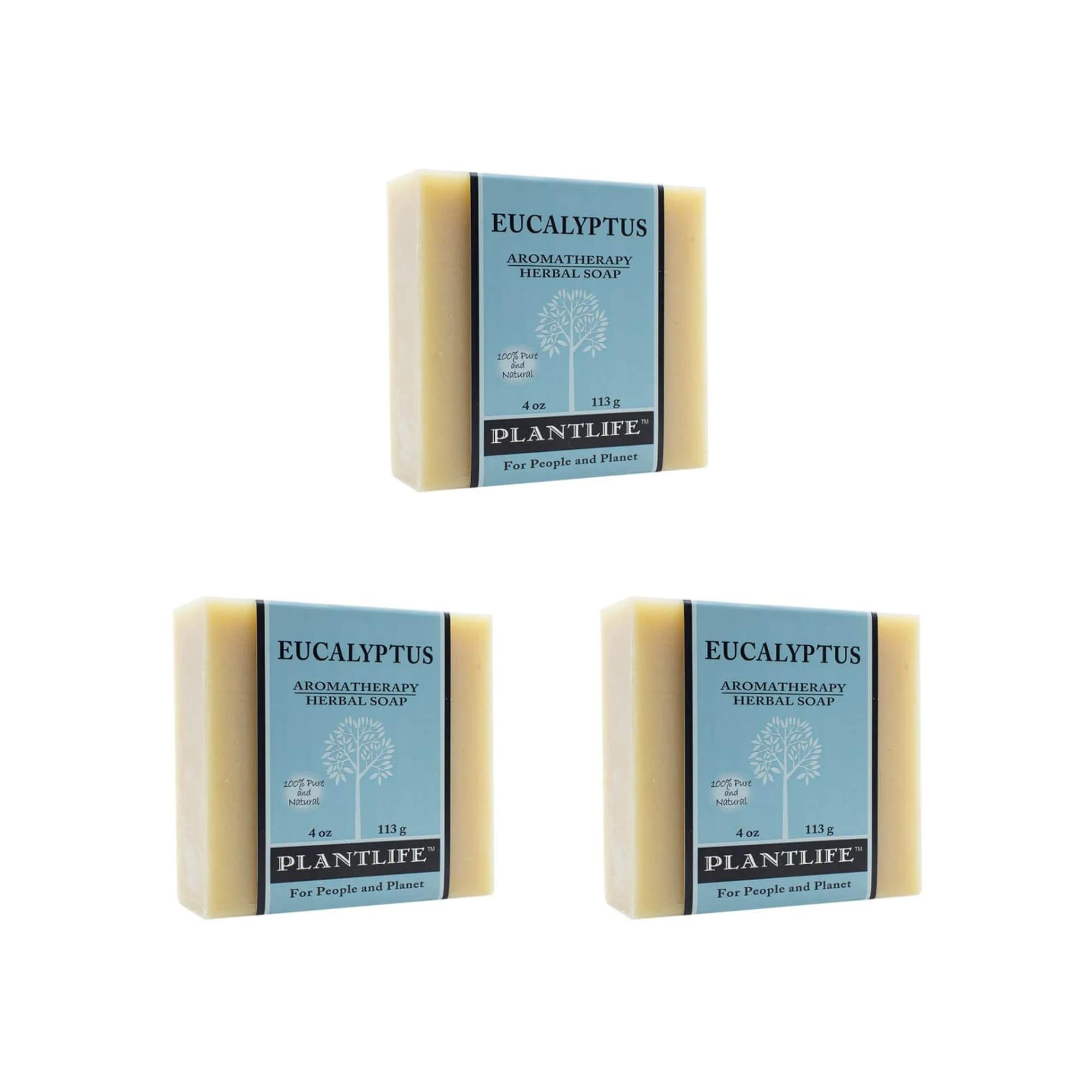 Plantlife Eucalyptus 3-Pack Bar Soap - Moisturizing and Soothing Soap for Your Skin - Hand Crafted Using Plant-Based Ingredients