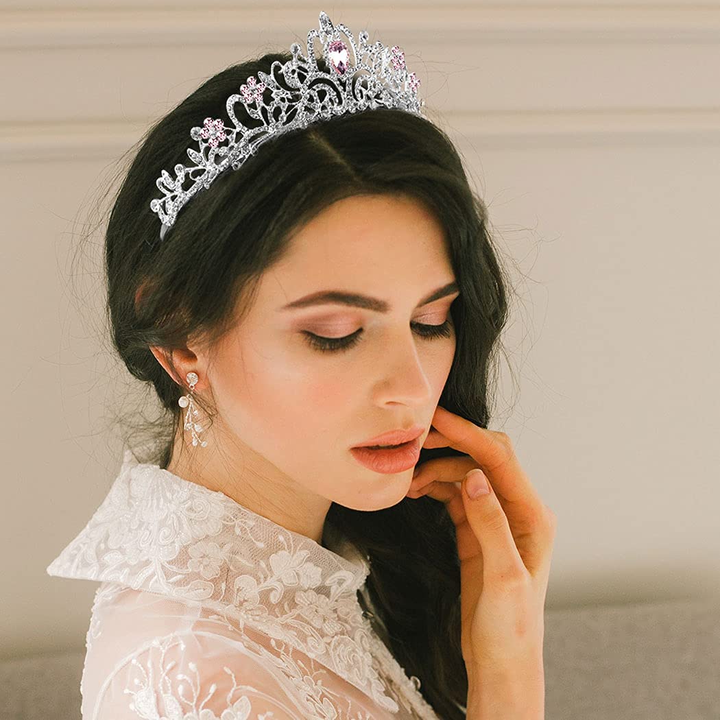 Cocide Silver Tiara Crowns Crystal Headband Princess Rhinestone Crown With Combs Bride Headbands Bridal Wedding Prom Birthday Pa