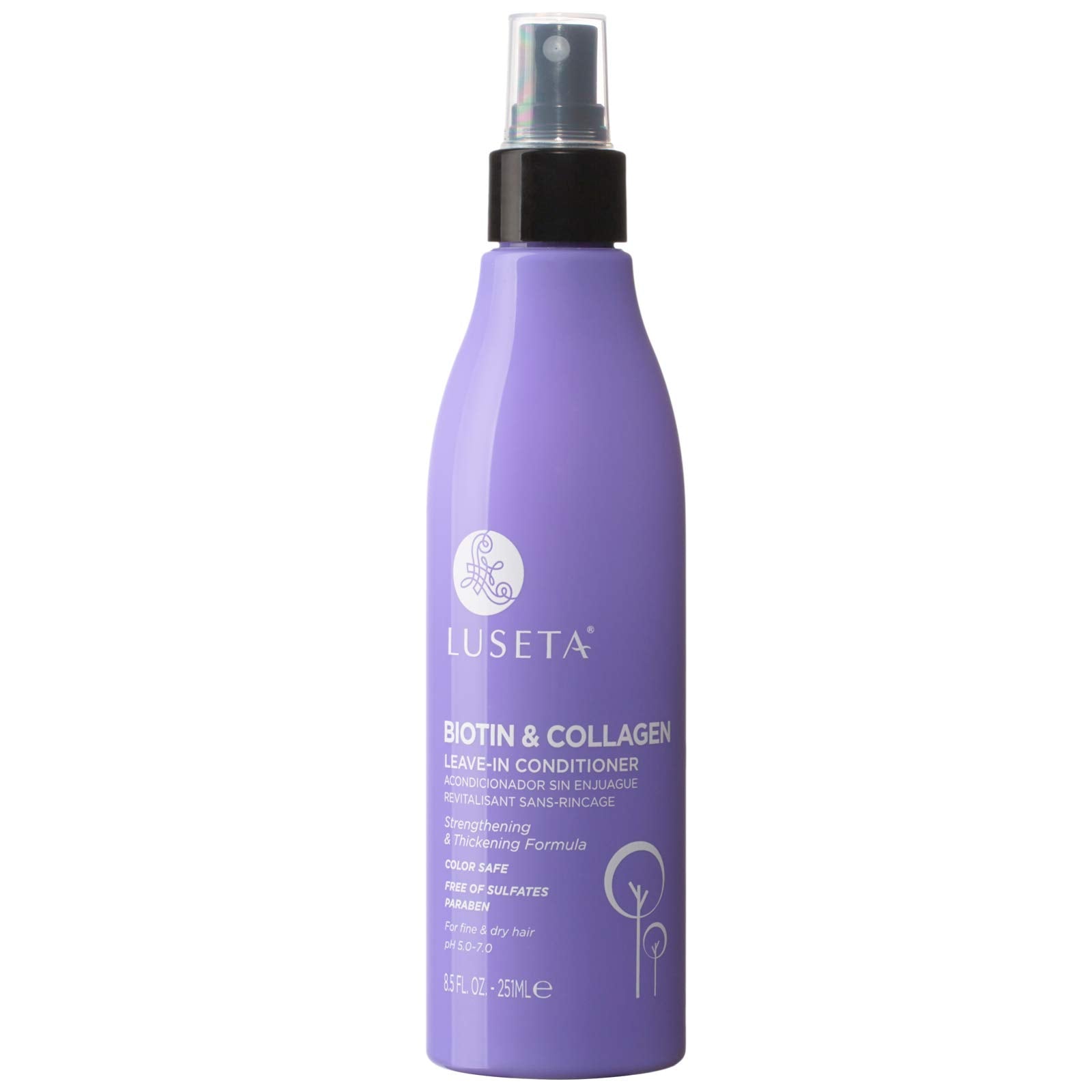 L LUSETA Biotin Leave-In Conditioner for Dry Damaged Hair, 8.5 Fl Oz - Thickening Volume & Hair Detangler Spray for Women