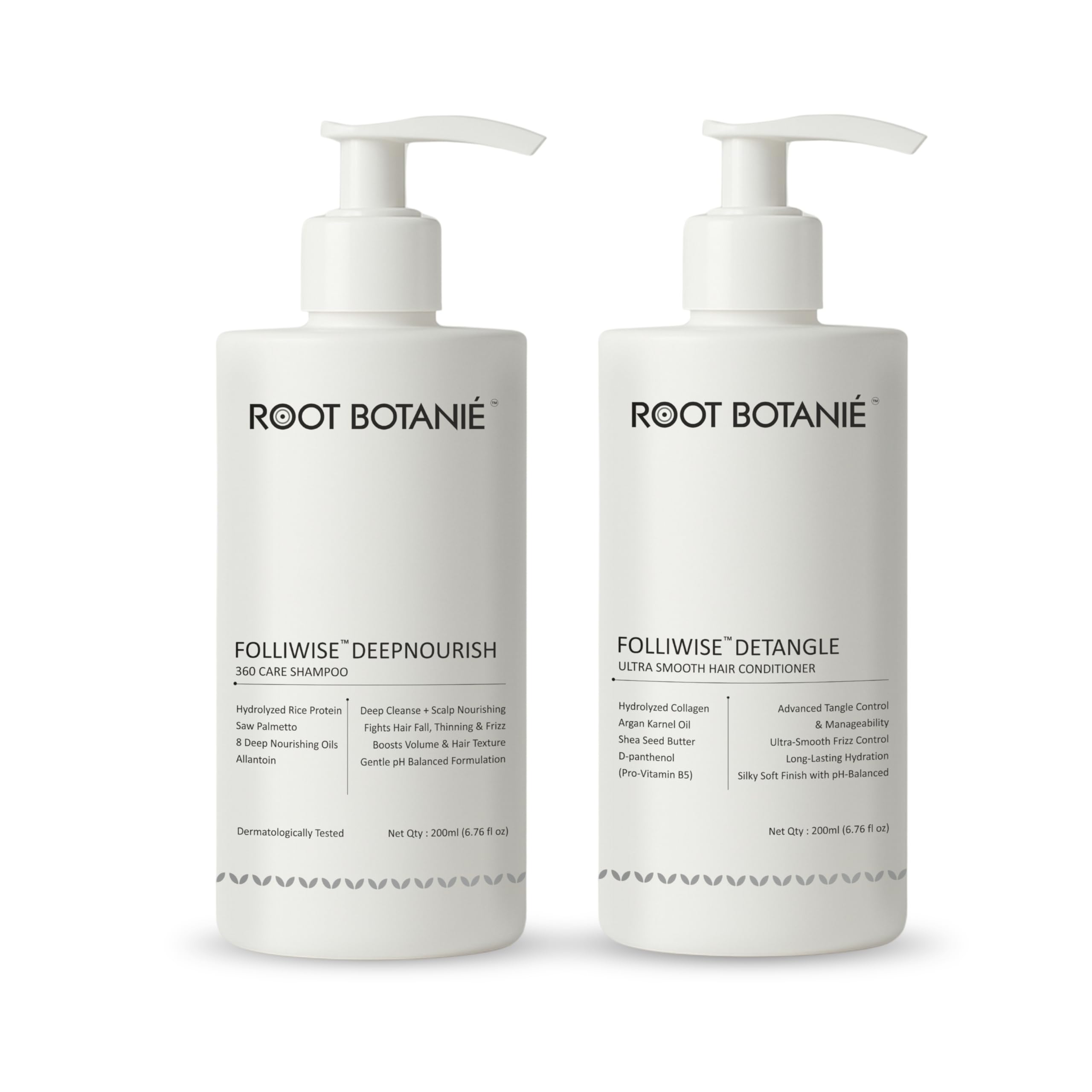 Root Botanie Folliwise Shampoo & Conditioner Combo For Anti Hairfall, Dry, Frizzy, & Treated Hair | With Rice Protein, Collagen 