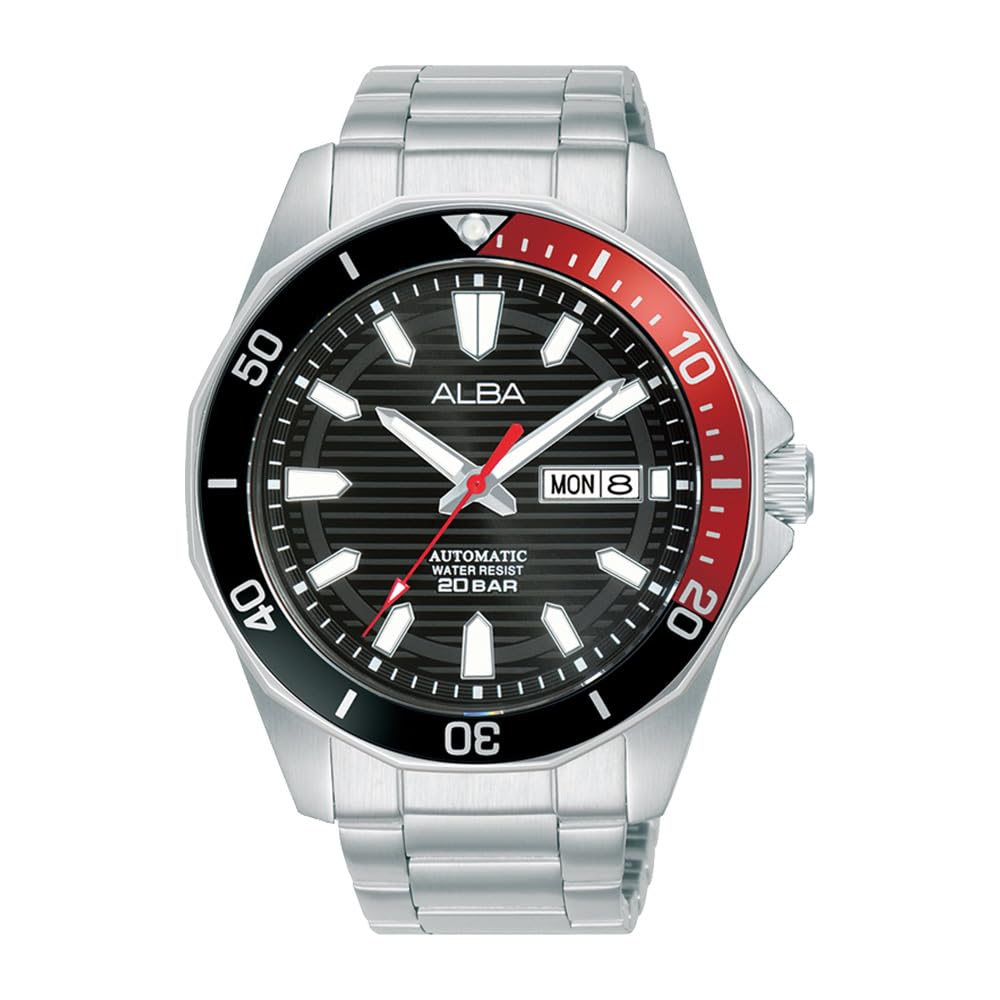 Alba Stainless Steel Men Analog Wristwatch Al4457X1, Black Dial, Silver Band