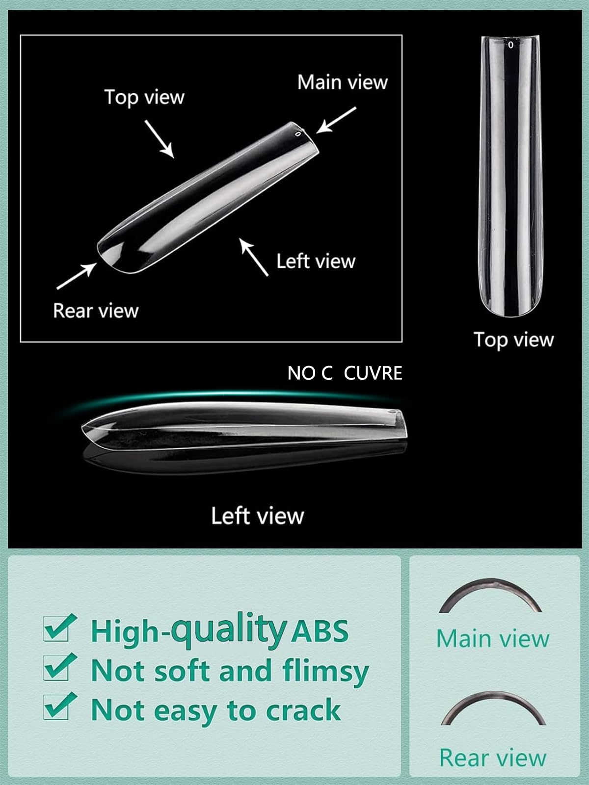 Individual Size 3 5 6 7 Full Cover Square Nail Tips For Acrylic Nails Professional, 200Pcs 3Xl Extra Long Straight Nail Tips, St