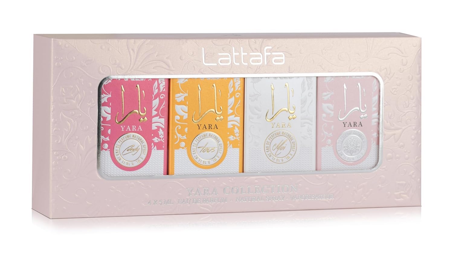 Lattafa Yara Collection - 4    5 ml Eau de Parfum Gift Set for Women (Yara + Yara Moi + Yara Tous + Yara Candy)