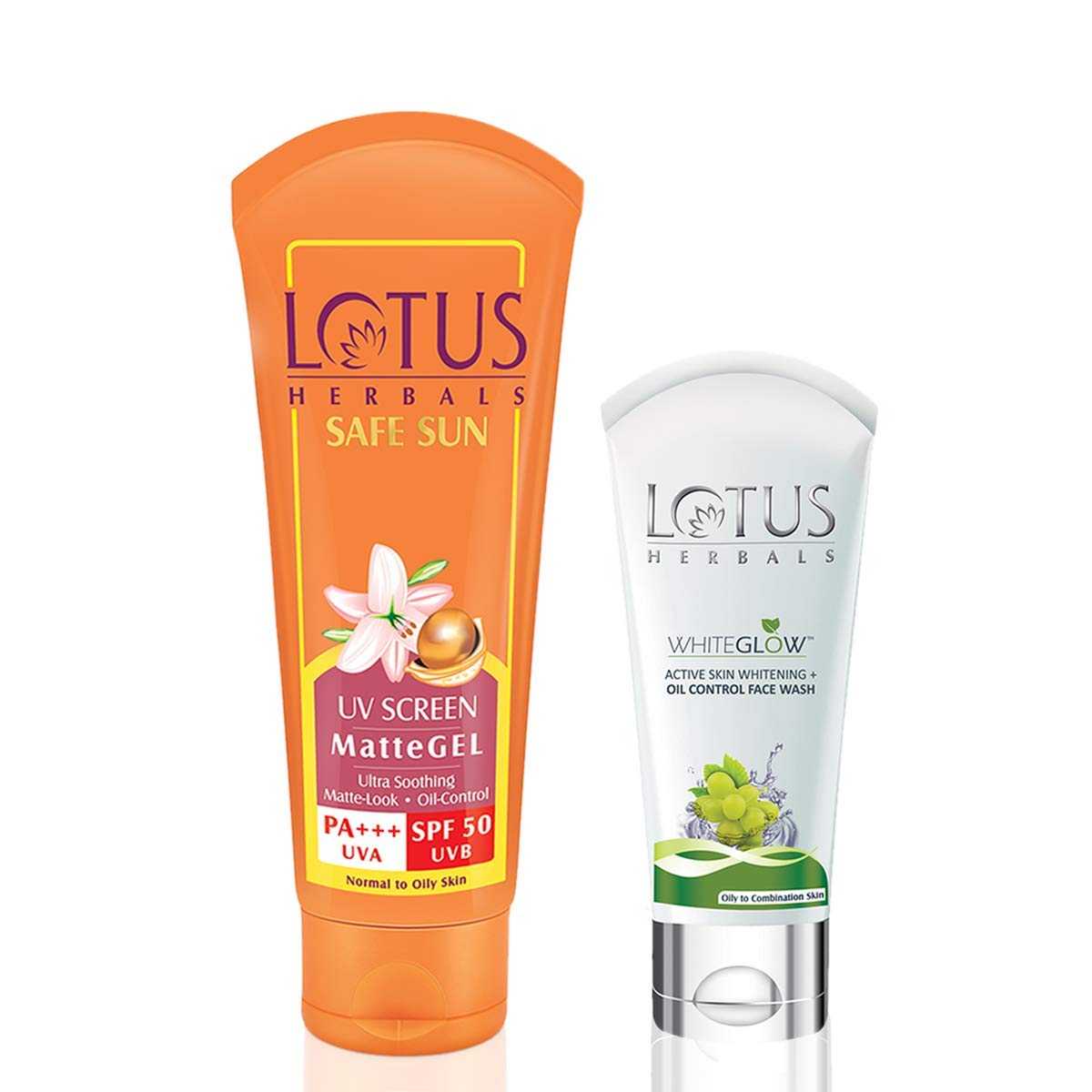Lotus Herbals Safe Sun UV Screen Mattegel For Normal Skin Pa+++ Spf50, 100G With Whiteglow Active Skin Whitening And Oil Contro