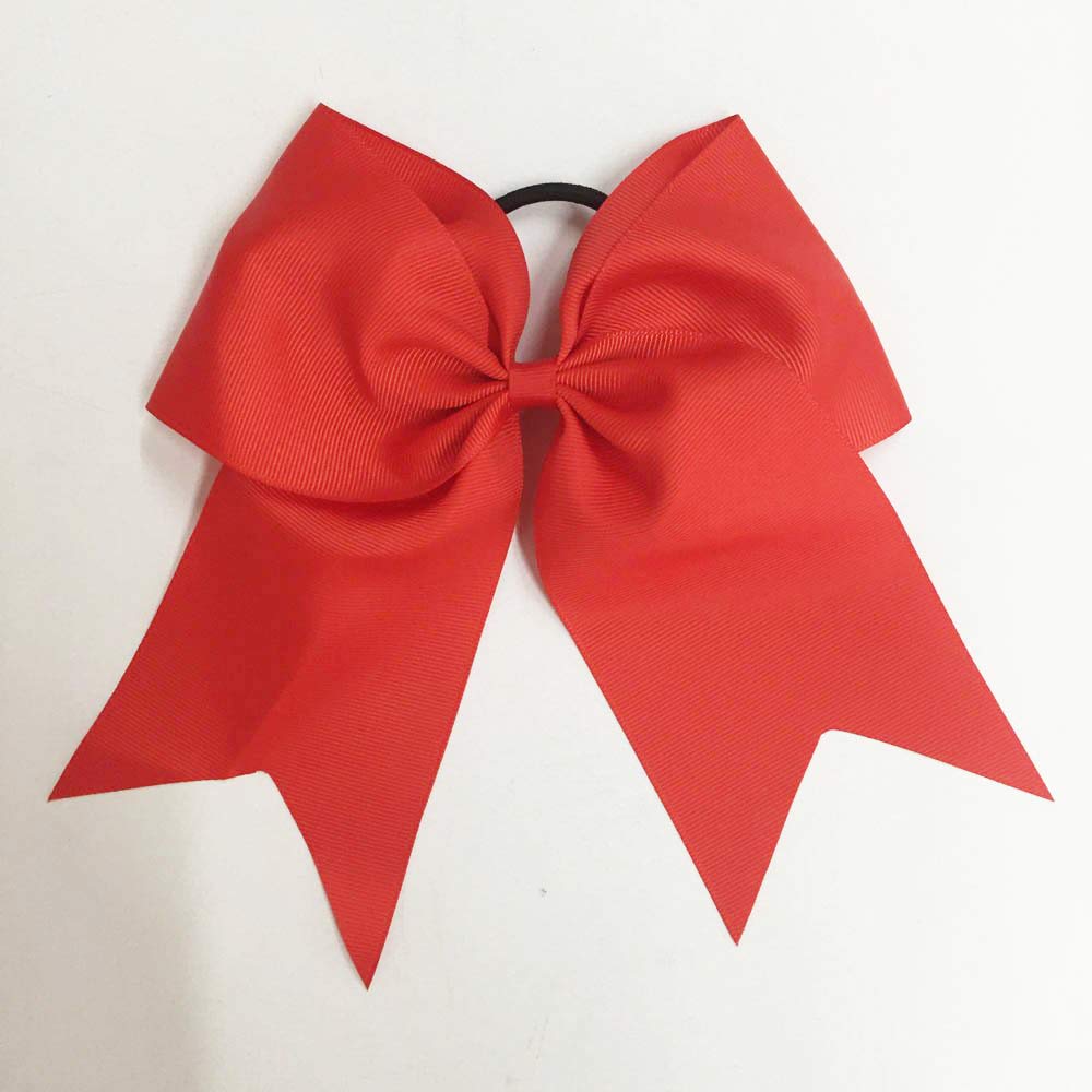 16Pcs 8 Large Cheer Hair Bows Ponytail Holder Elastic Band Handmade For Cheerleading Teen Girls College Sports (16 Pcs) (Red)