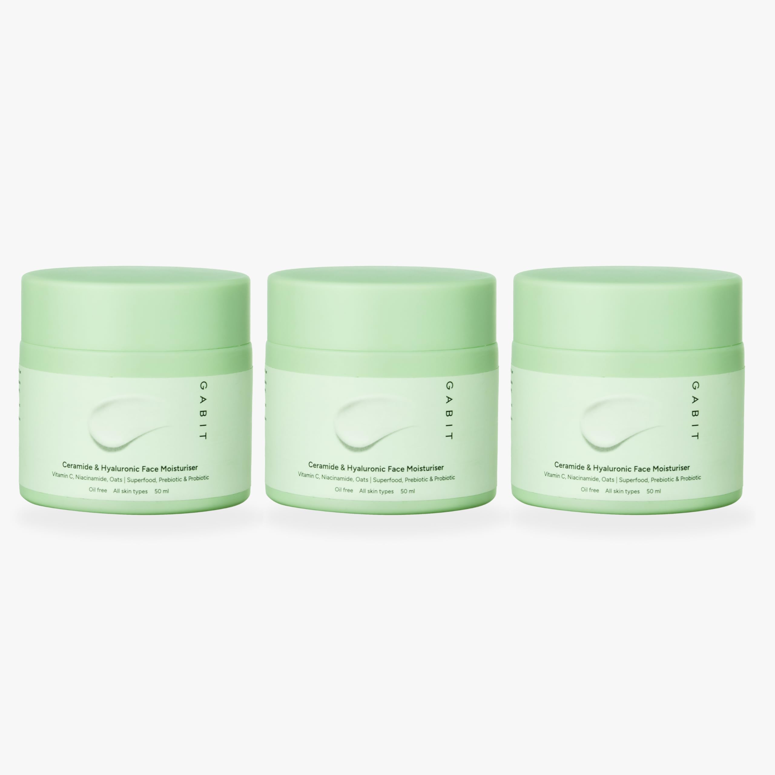 Gabit Ceramide & Hyaluronic Face Moisturiser | Lightweight Moisturizer To Hydrate & Brighten Skin | With Vitamin C, Niacinamide,