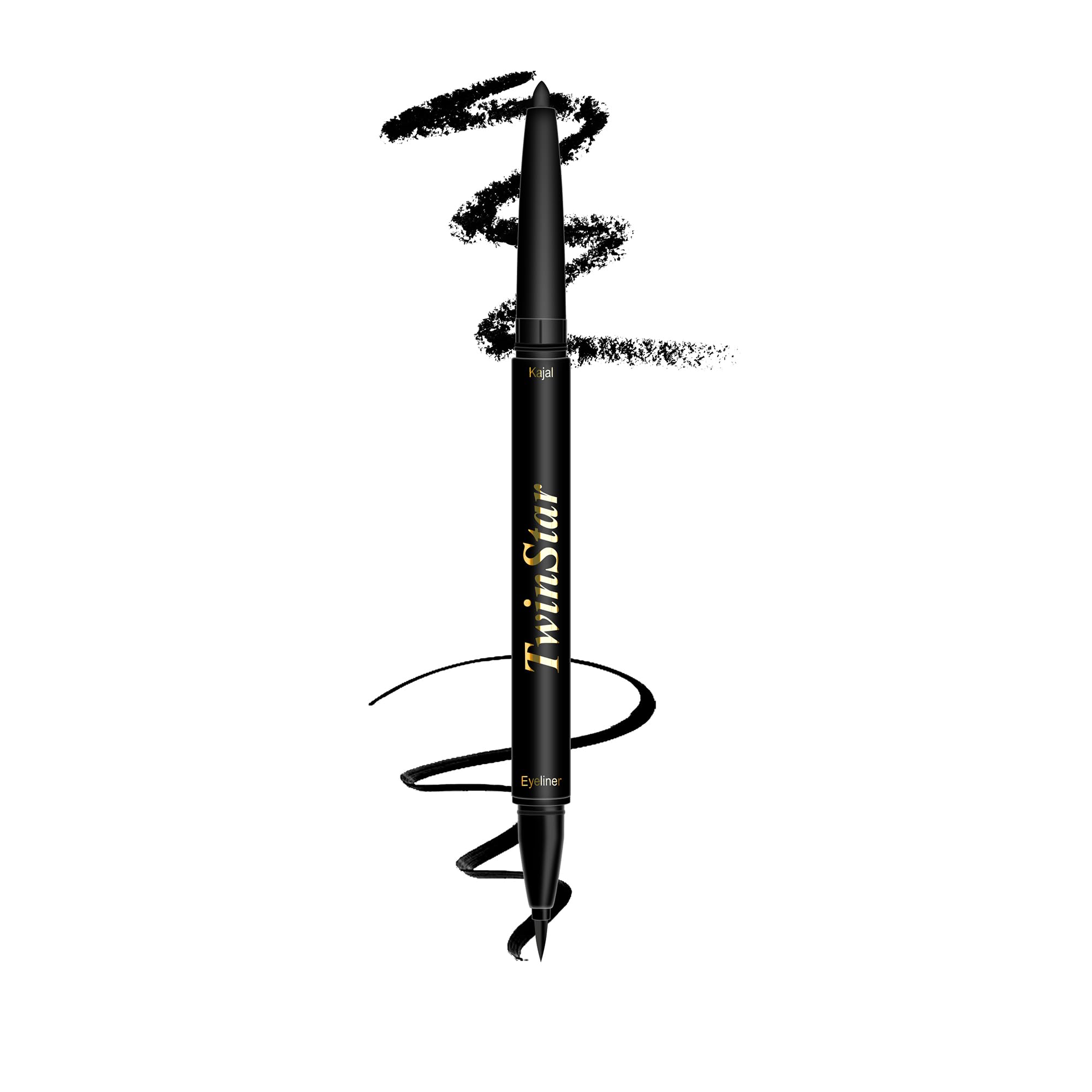 Beauty Berry Twin Star Retractable 2 In 1 Kajal Pencil & Eyeliner  Black  1.4G | Matte Finish, Waterproof & Smudge Proof Kajal