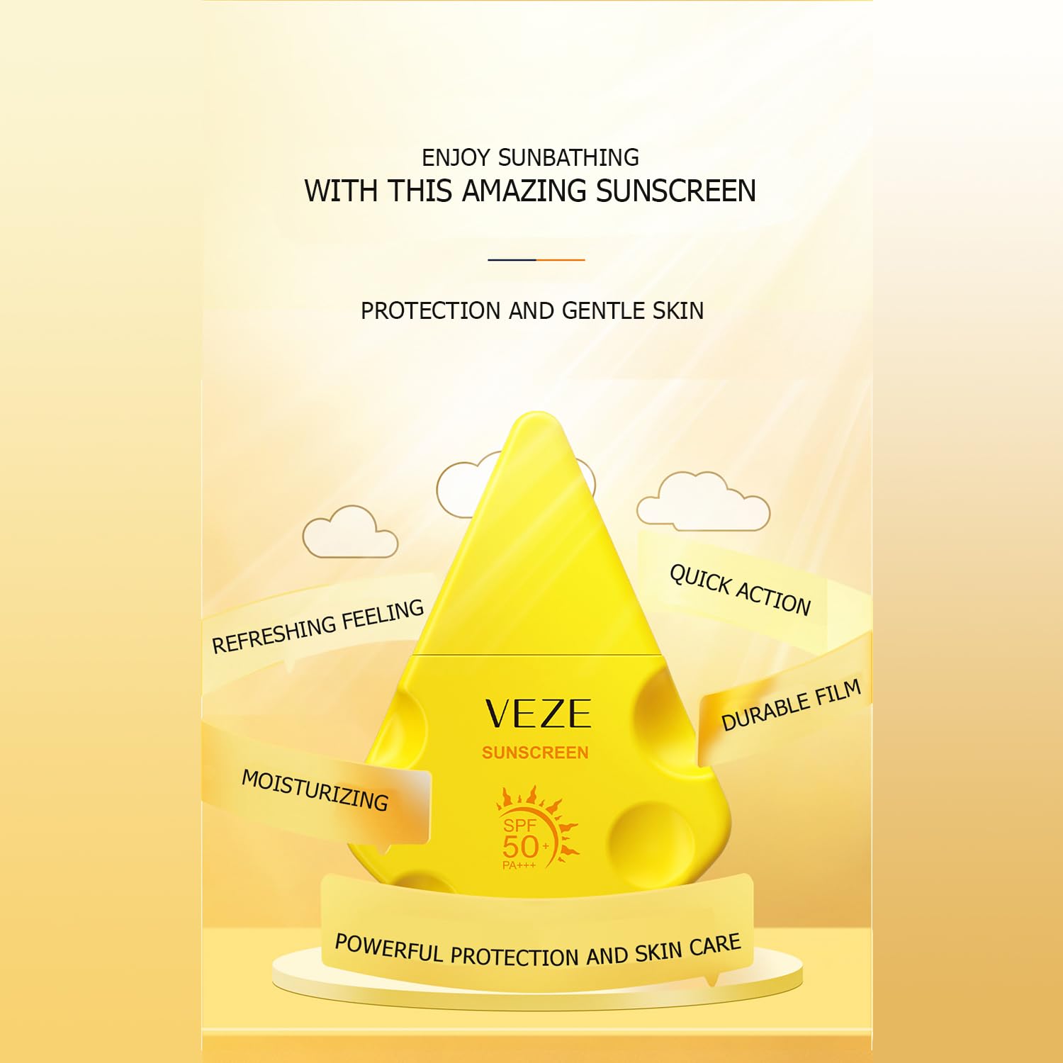 VENZEN Avocado Butter Cheese Sunscreen Isolation Light SPF50+ PA+++ UVA/UVB Moisturizing Protects From Sunburn 30g / 1.06fl.oz